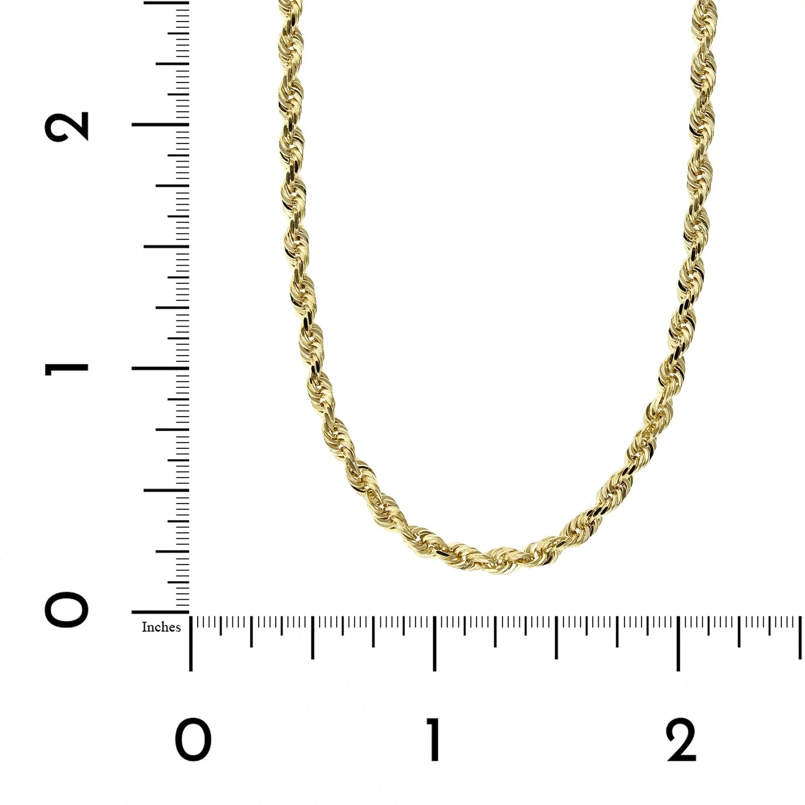 14K Yellow Gold Diamond Cut Rope Chain Necklace - Image 3