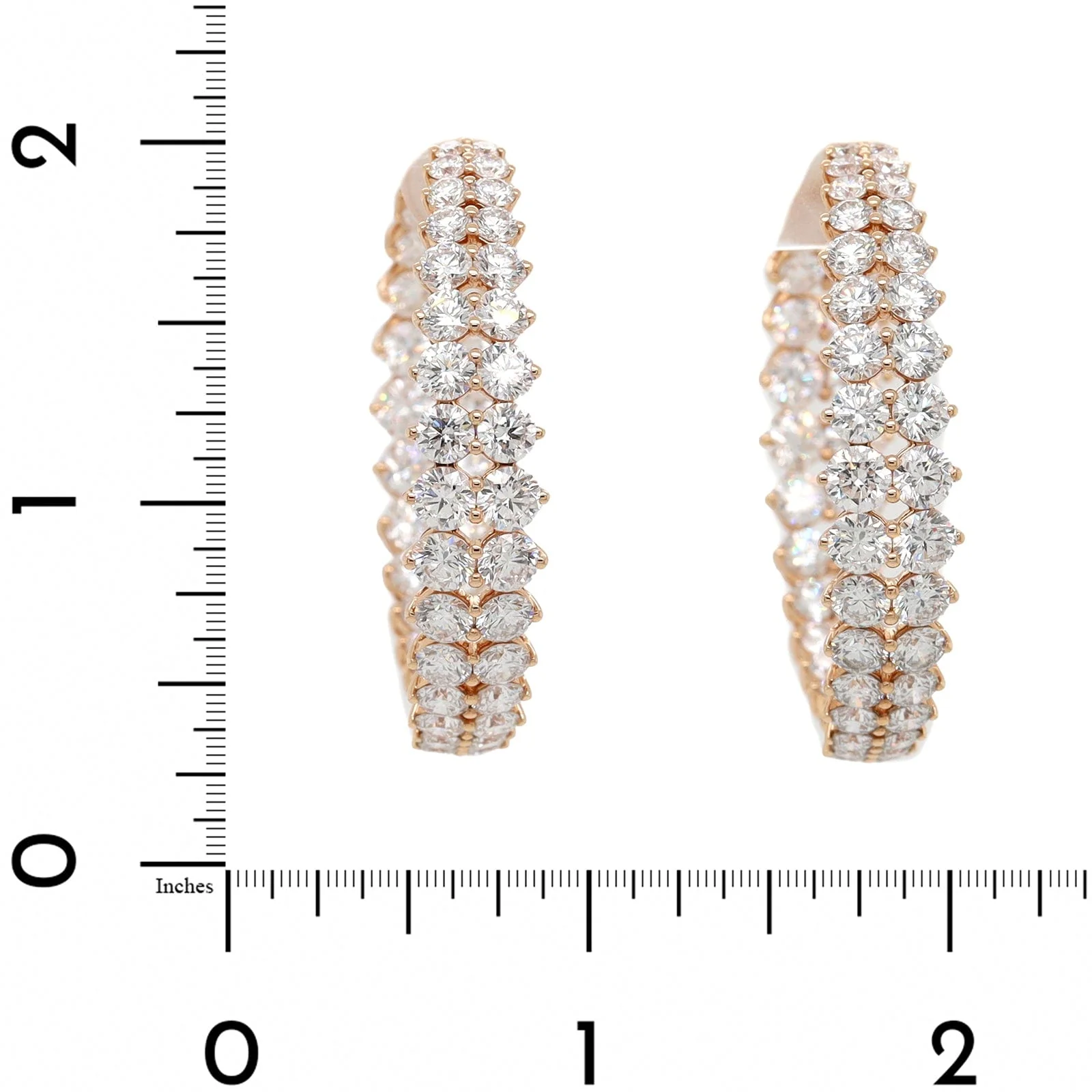 Etho Maria 18K Rose Gold Double Diamond Row Hoop Earrings - Image 2
