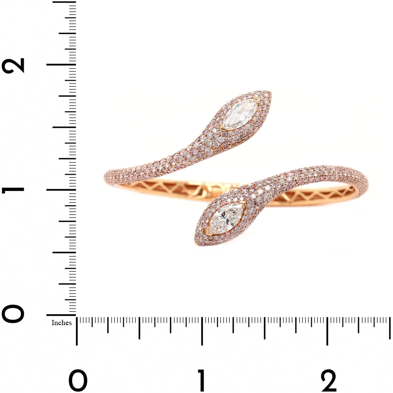 Etho Maria 18K Rose Gold Pinkish Diamond Snake Cuff Bracelet - Image 4