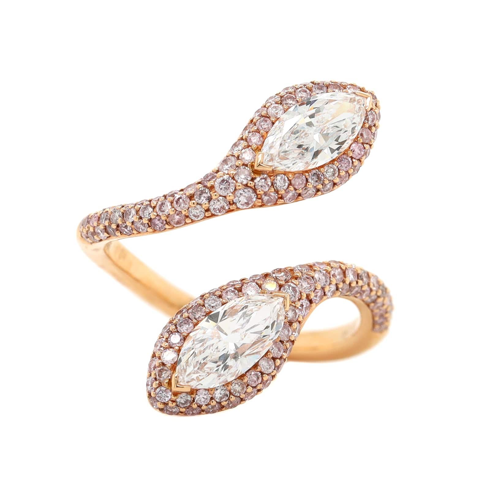Etho Maria 18K Rose Gold Pinkish Diamond Snake Ring