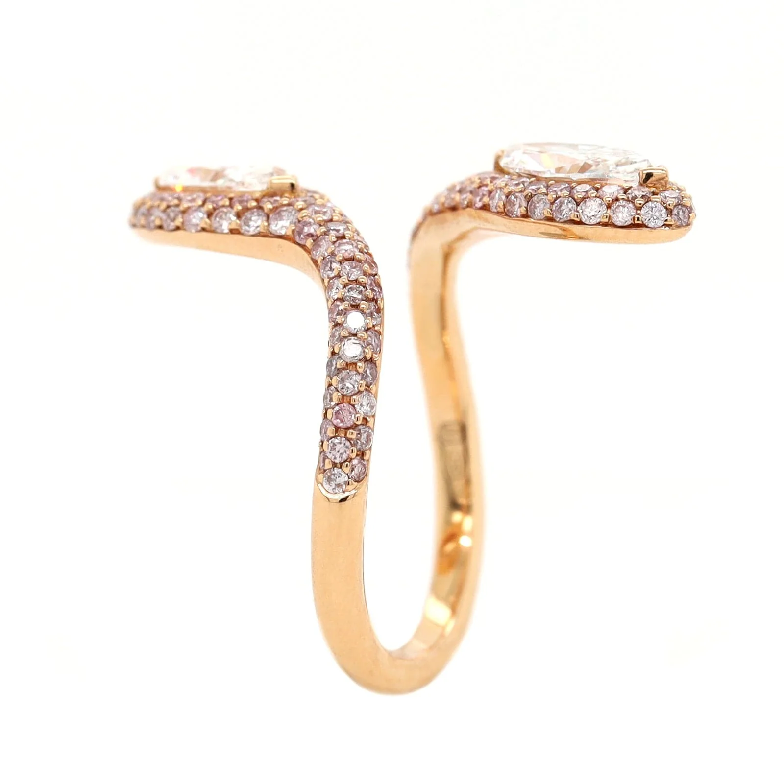 Etho Maria 18K Rose Gold Pinkish Diamond Snake Ring - Image 2