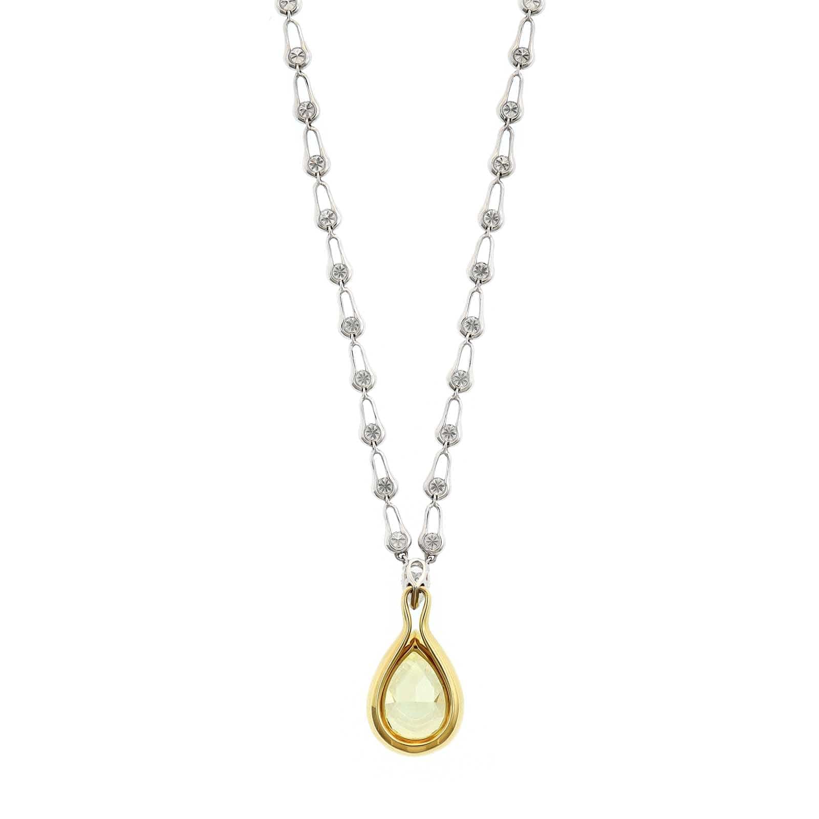 Etho Maria 18K White and Yellow Gold Fancy Yellow Pear Shaped Diamond Pendant Necklace - Image 2