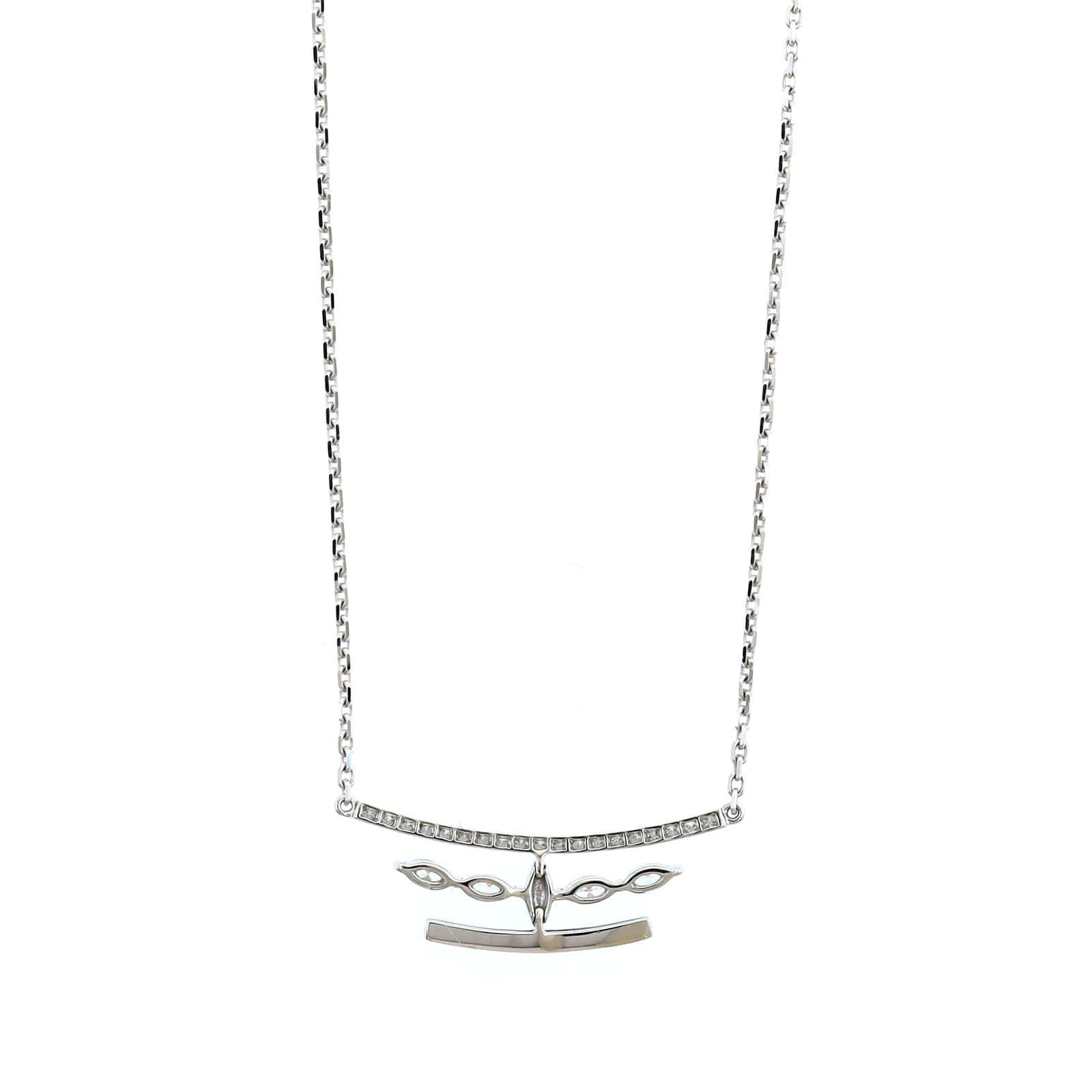 Etho Maria 18K White Gold Diamond Bar Necklace - Image 2