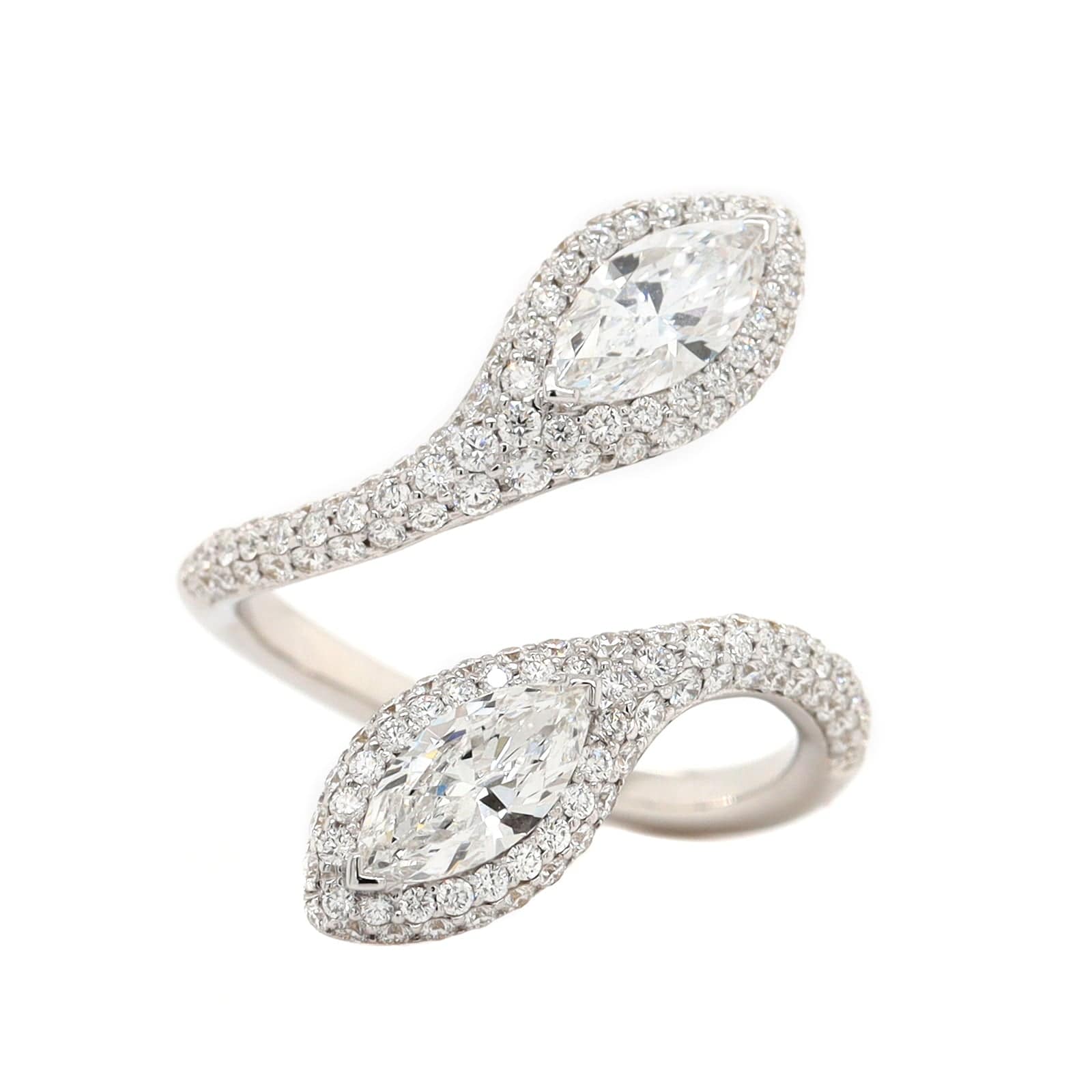Etho Maria 18K White Gold Marquise Cut Diamond Snake Ring - Image 5