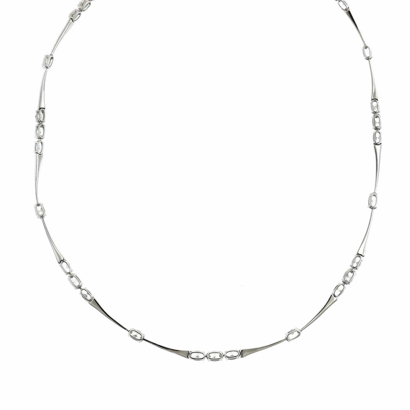 Etho Maria 18K White Gold Oval Diamond Bar Link Necklace - Image 2