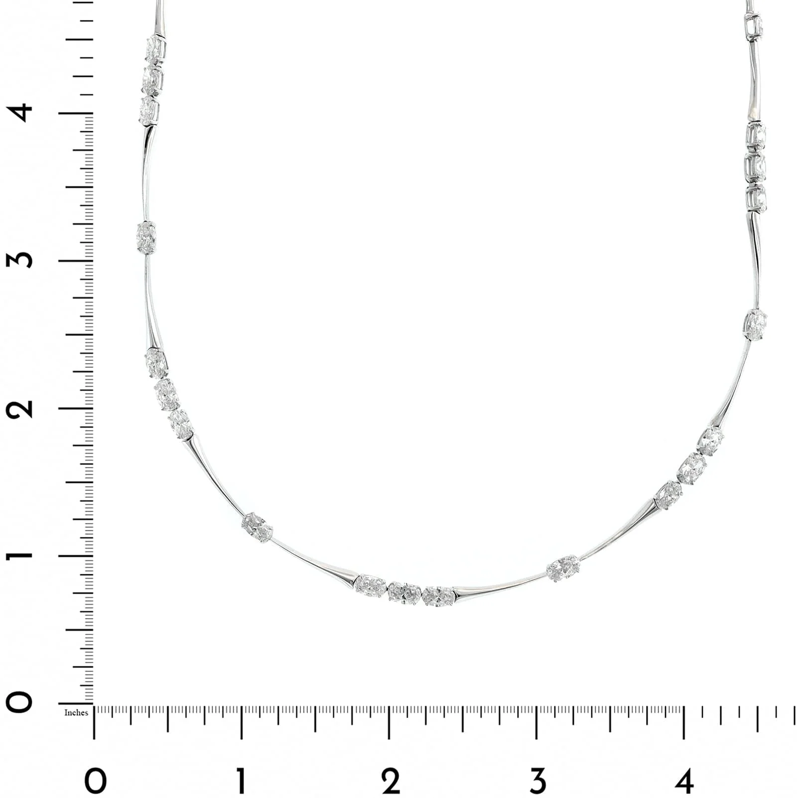 Etho Maria 18K White Gold Oval Diamond Bar Link Necklace - Image 4