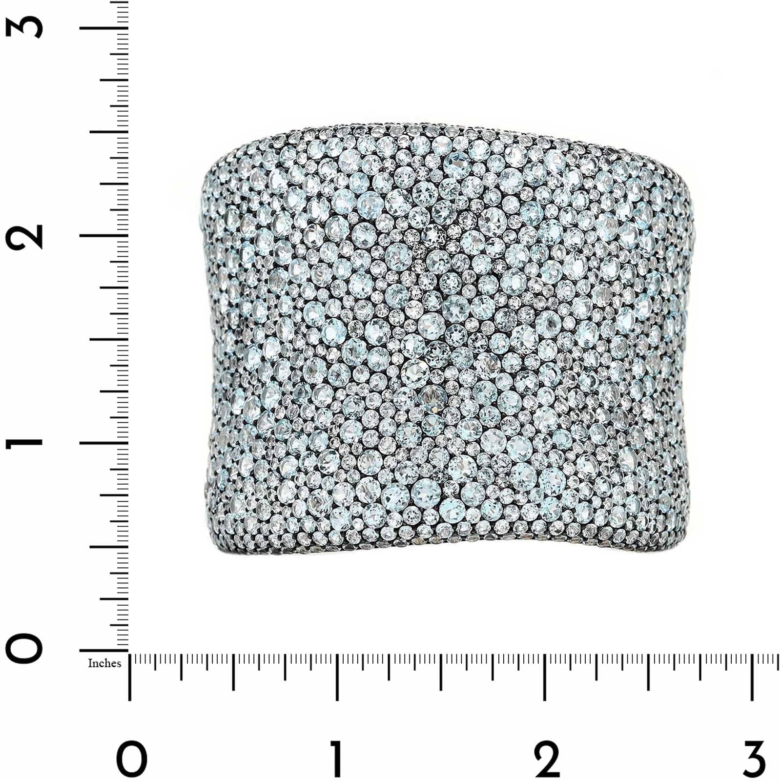 Etho Maria 18K White Gold Pave Set Blue Topaz Cuff Bracelet - Image 5