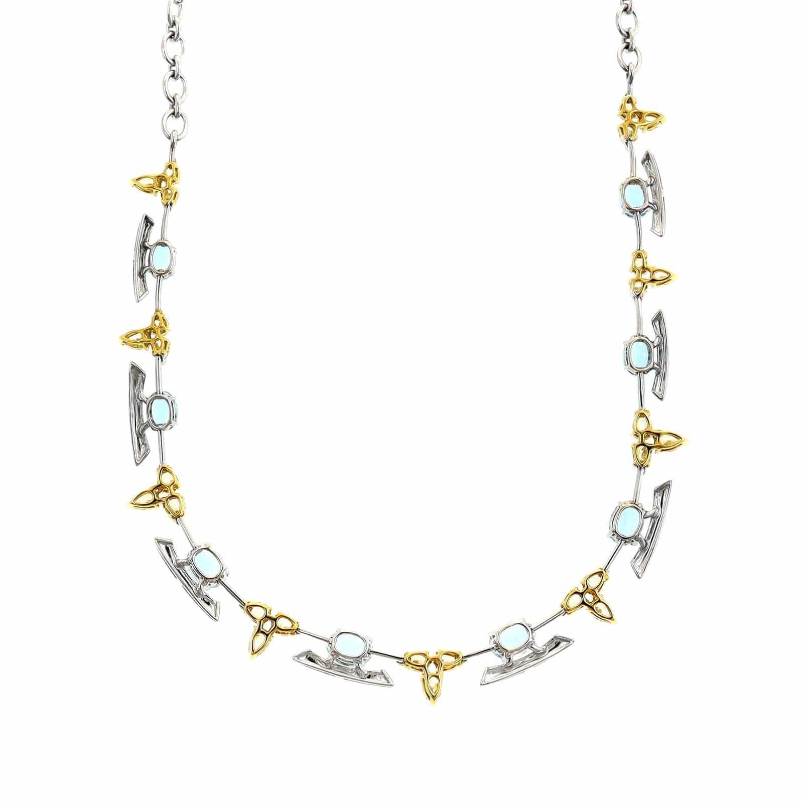 Etho Maria 18K Yellow and White Gold Aquamarine and Yellow Diamond Necklace - Image 2