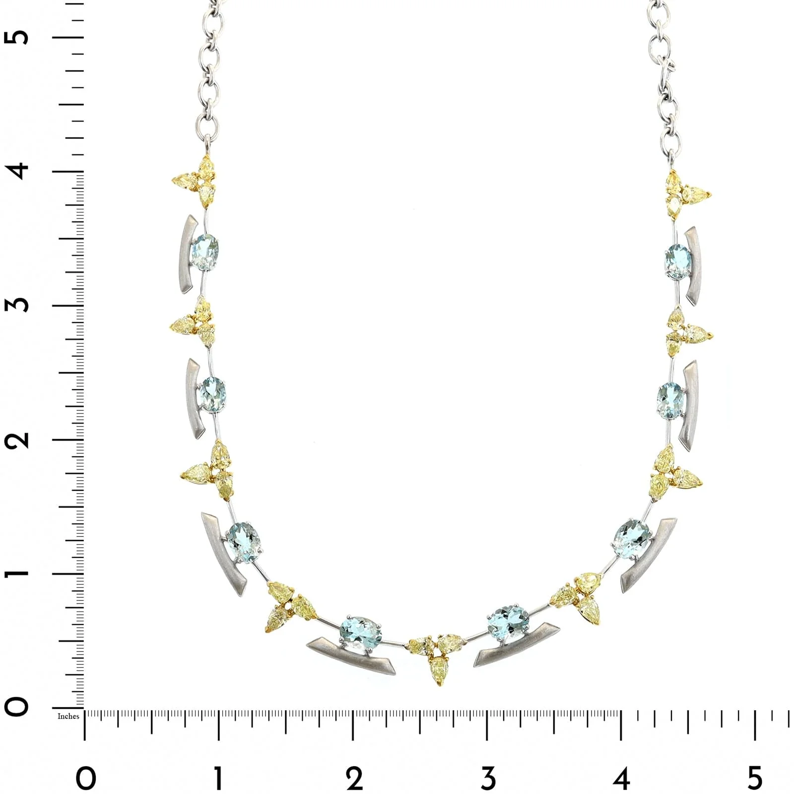 Etho Maria 18K Yellow and White Gold Aquamarine and Yellow Diamond Necklace - Image 4