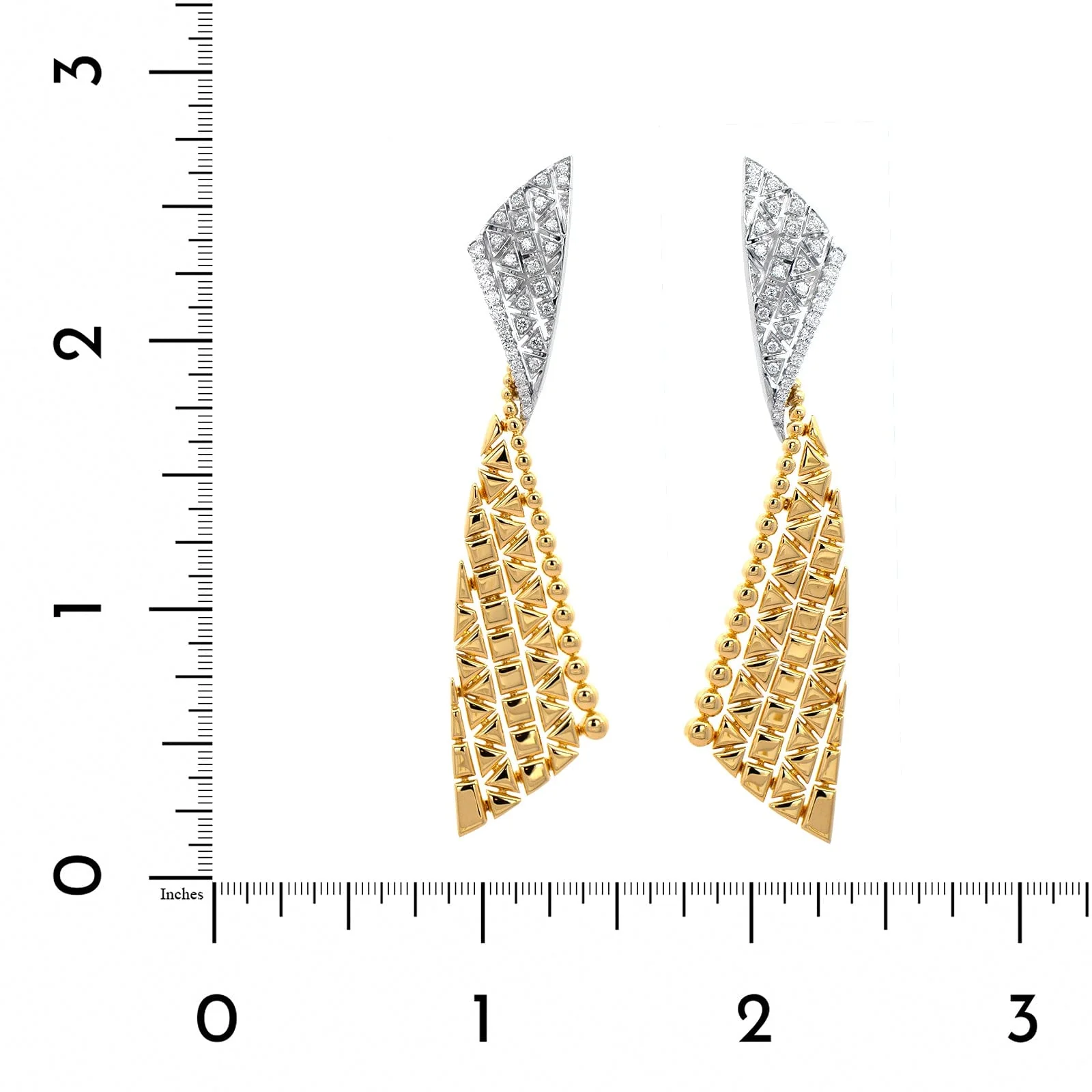 Etho Maria 18K Yellow and White Gold Geometric Diamond Drop Earrings - Image 2