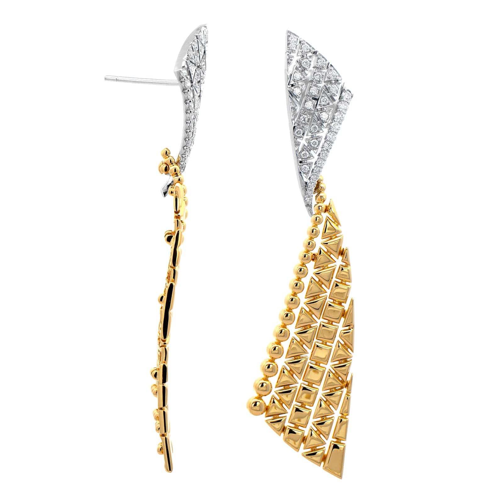 Etho Maria 18K Yellow and White Gold Geometric Diamond Drop Earrings - Image 3