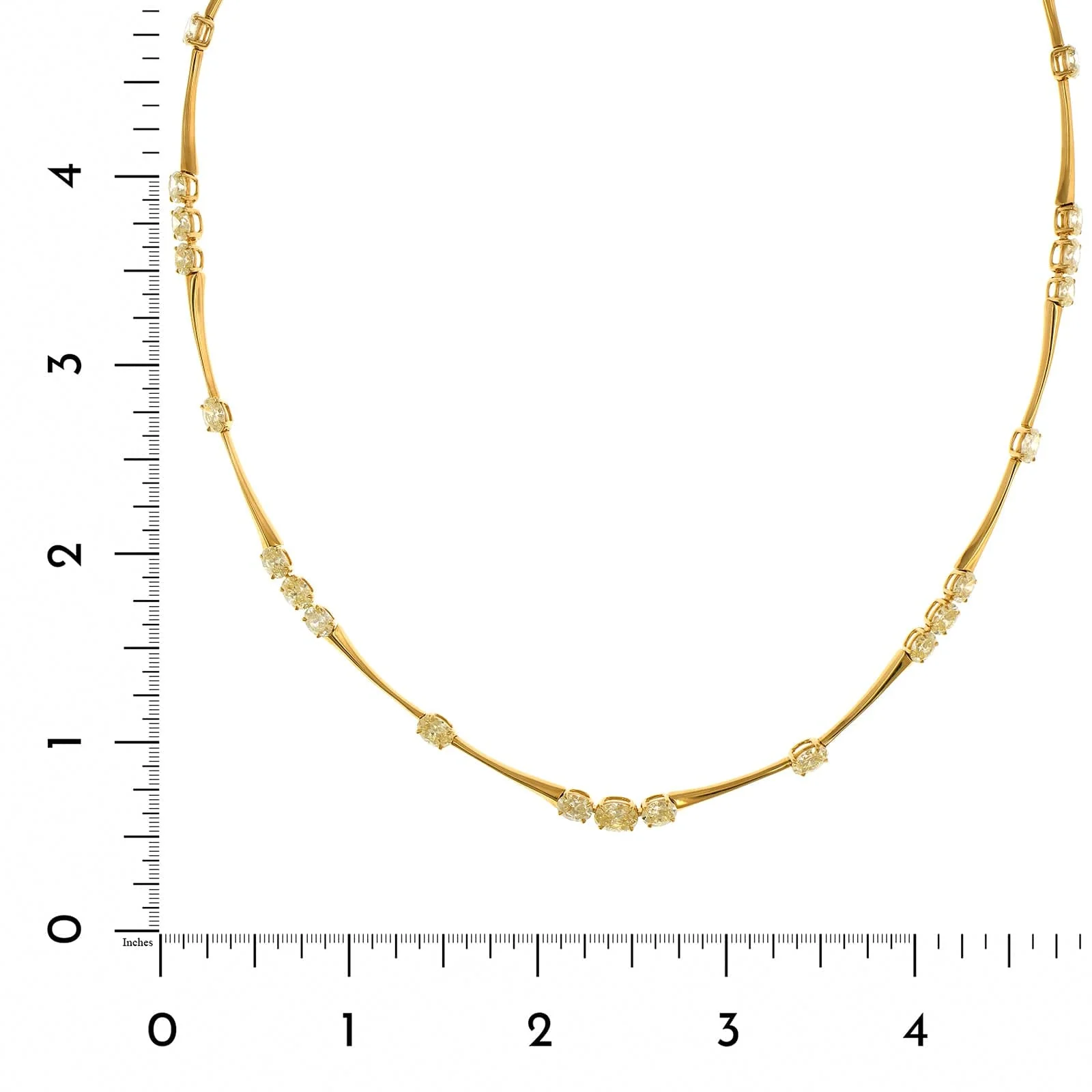 Etho Maria 18K Yellow Gold Alternating Diamond Bar Link Necklace - Image 3