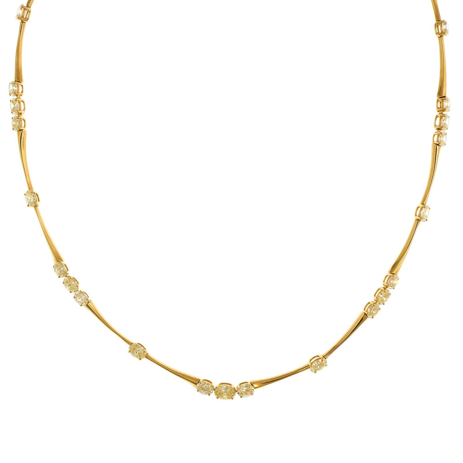 Etho Maria 18K Yellow Gold Alternating Diamond Bar Link Necklace - Image 4