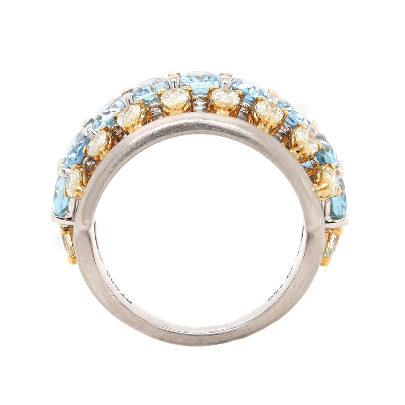 Etho Maria 18K Yellow Gold and Platinum Aquamarine and Pear Shaped Diamond Ring - Image 2