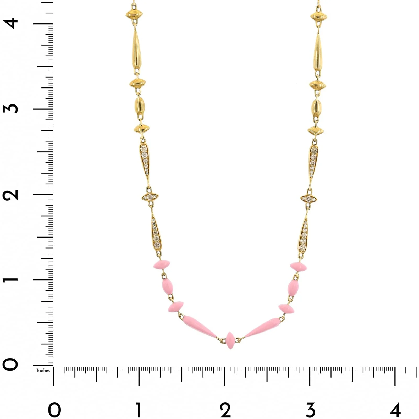 Etho Maria 18K Yellow Gold Brown Diamond and Pink Ceramic Necklace - Image 4