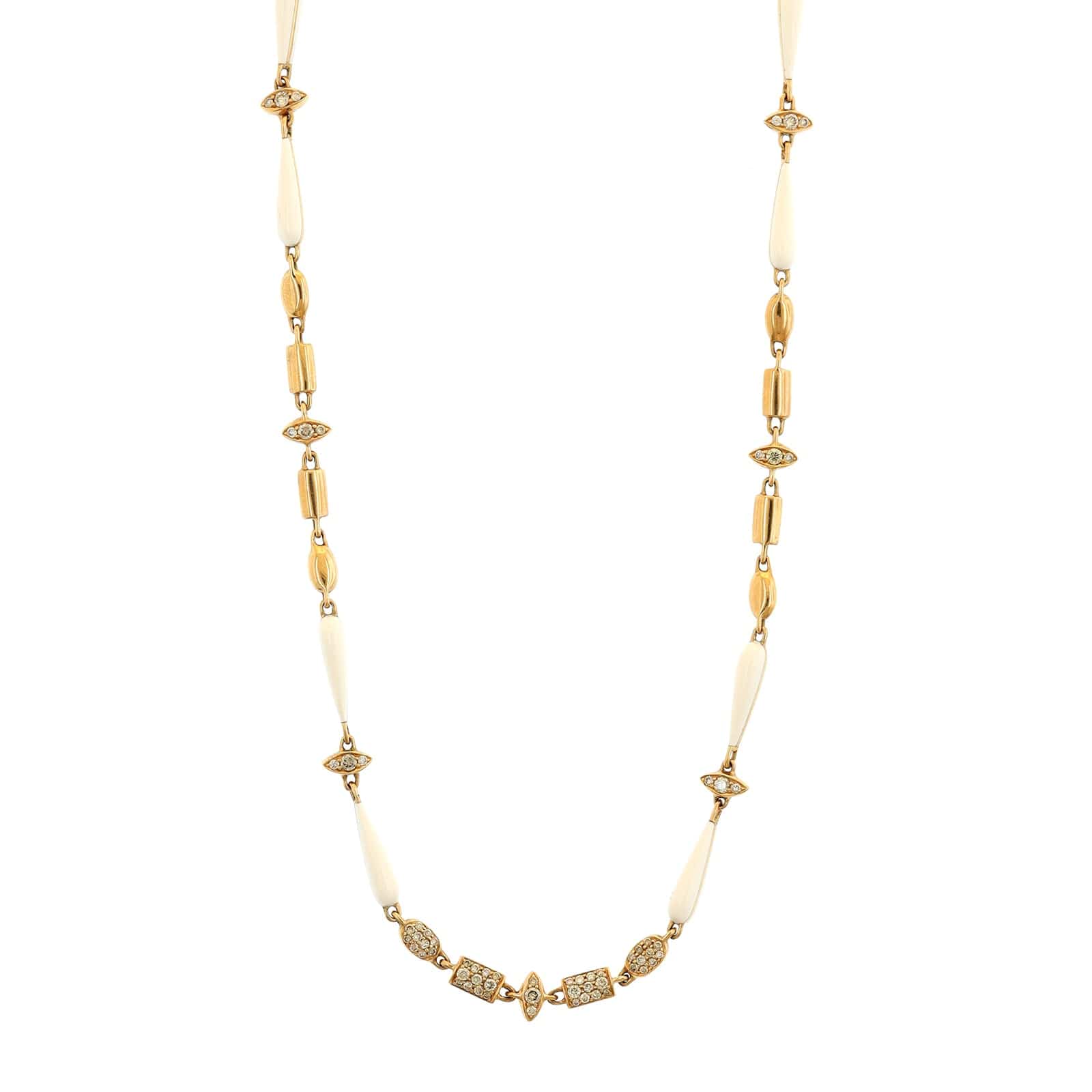 Etho Maria 18K Rose Gold Brown Diamond and White Ceramic Necklace