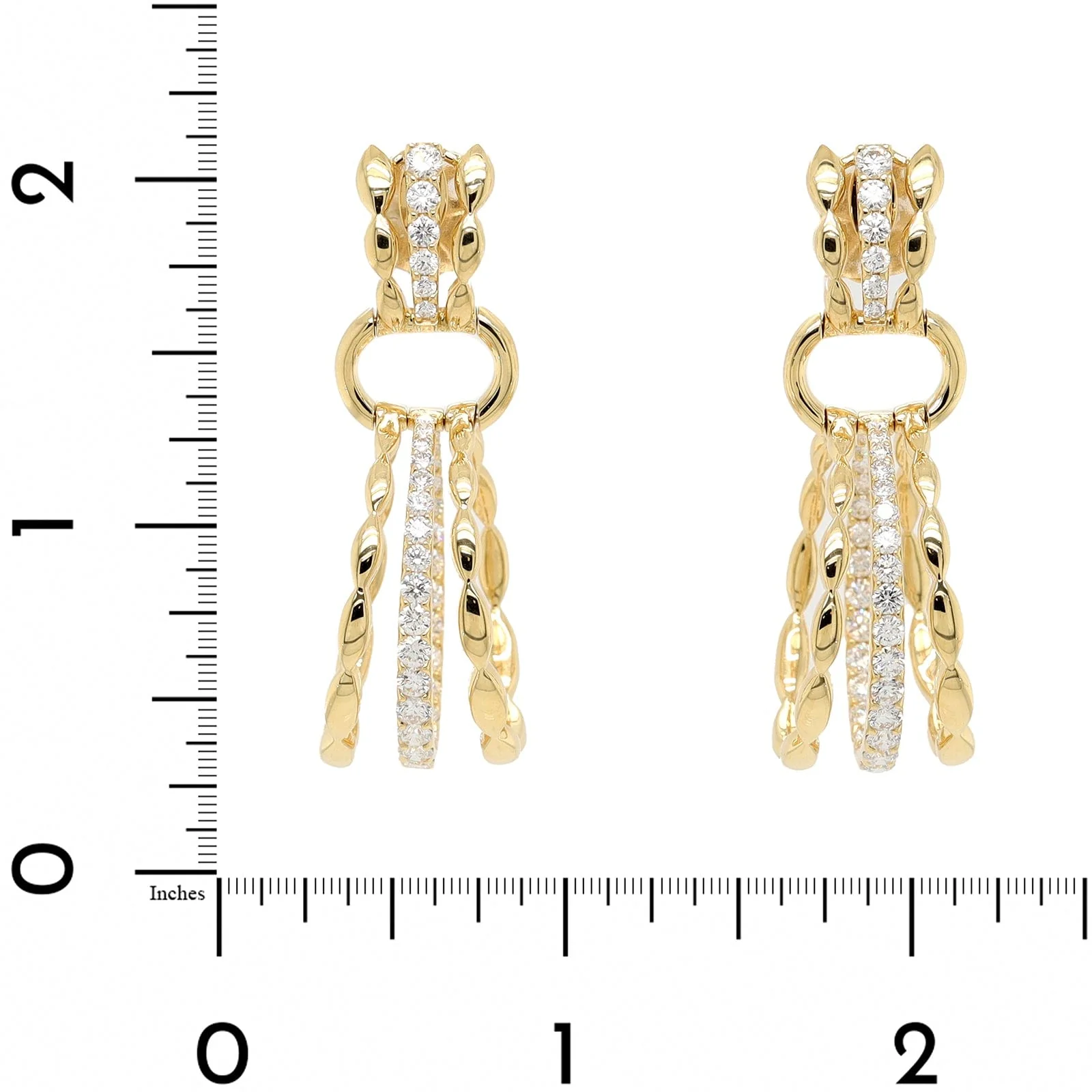 Etho Maria 18K Yellow Gold Pave Diamond Drop Hoop Earrings - Image 2