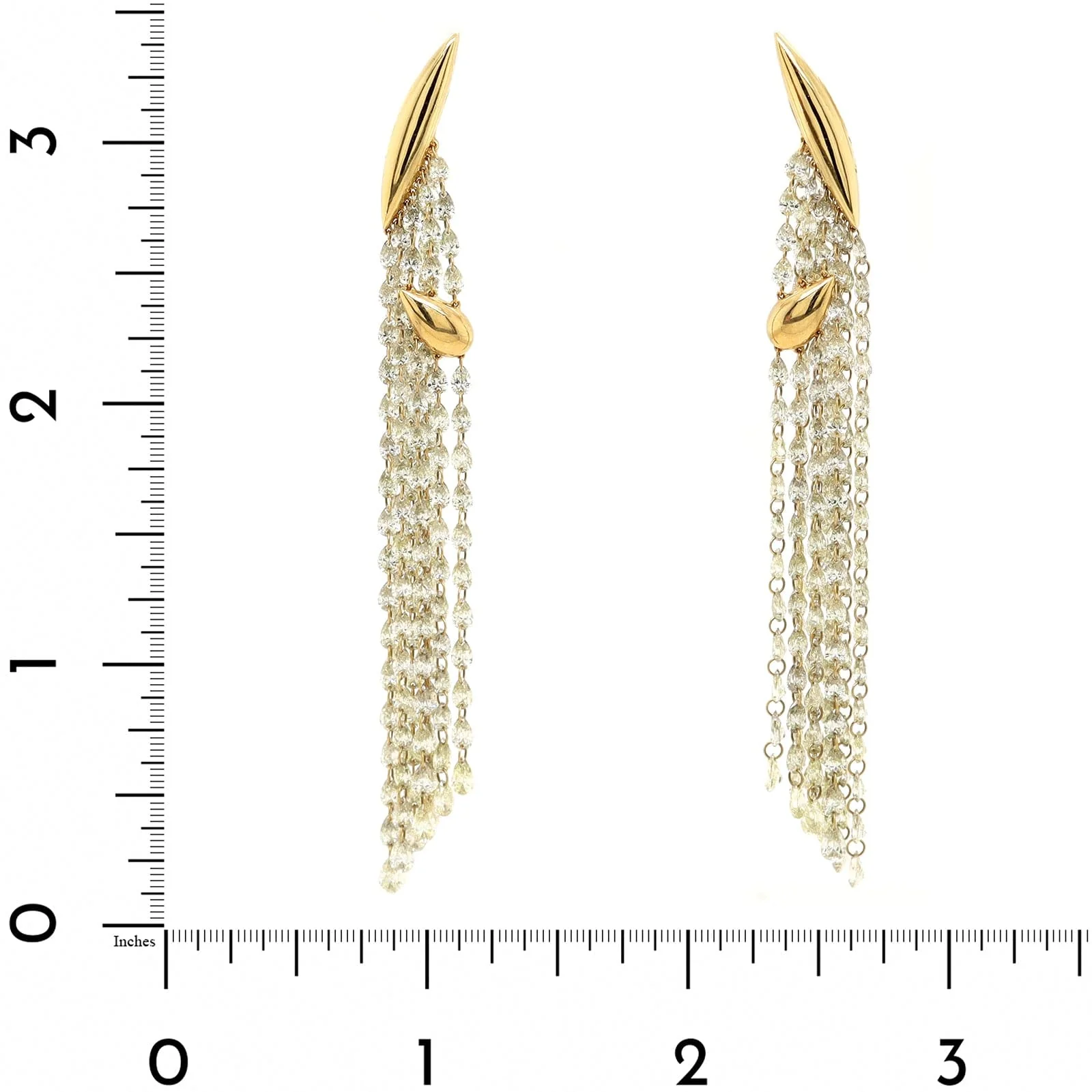 Etho Maria 18K Yellow Gold Pear Shaped Yellow Diamond Cascading Drop Earrings - Image 2
