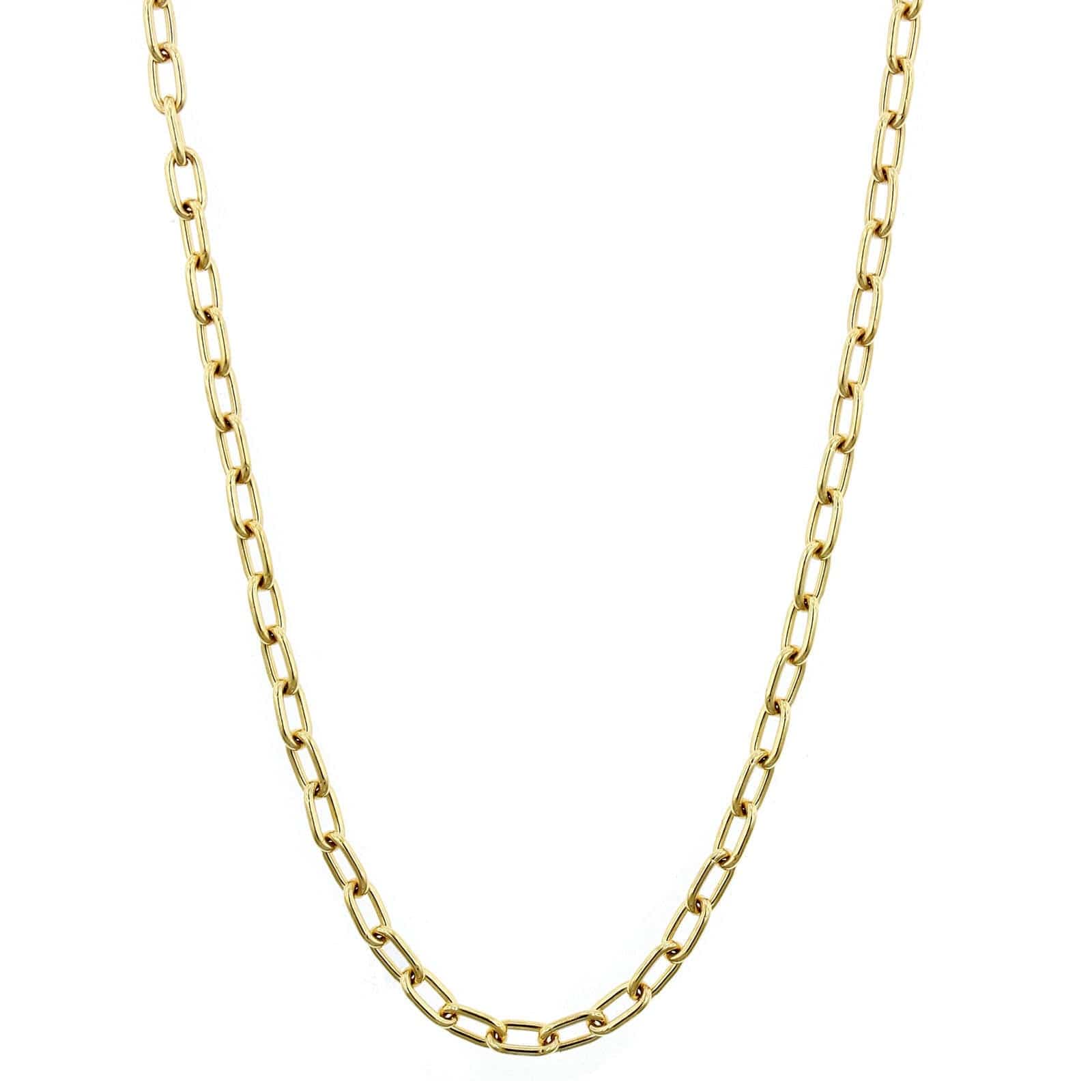 14K Yellow Gold Open Long Cable Chain Necklace