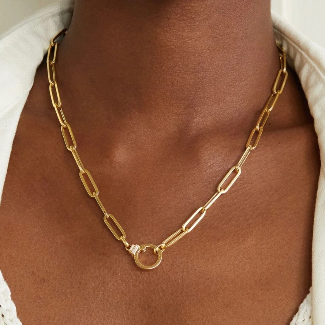 Sorellina 18K Yellow Gold Paperclip Diamond Chain Necklace - Image 3