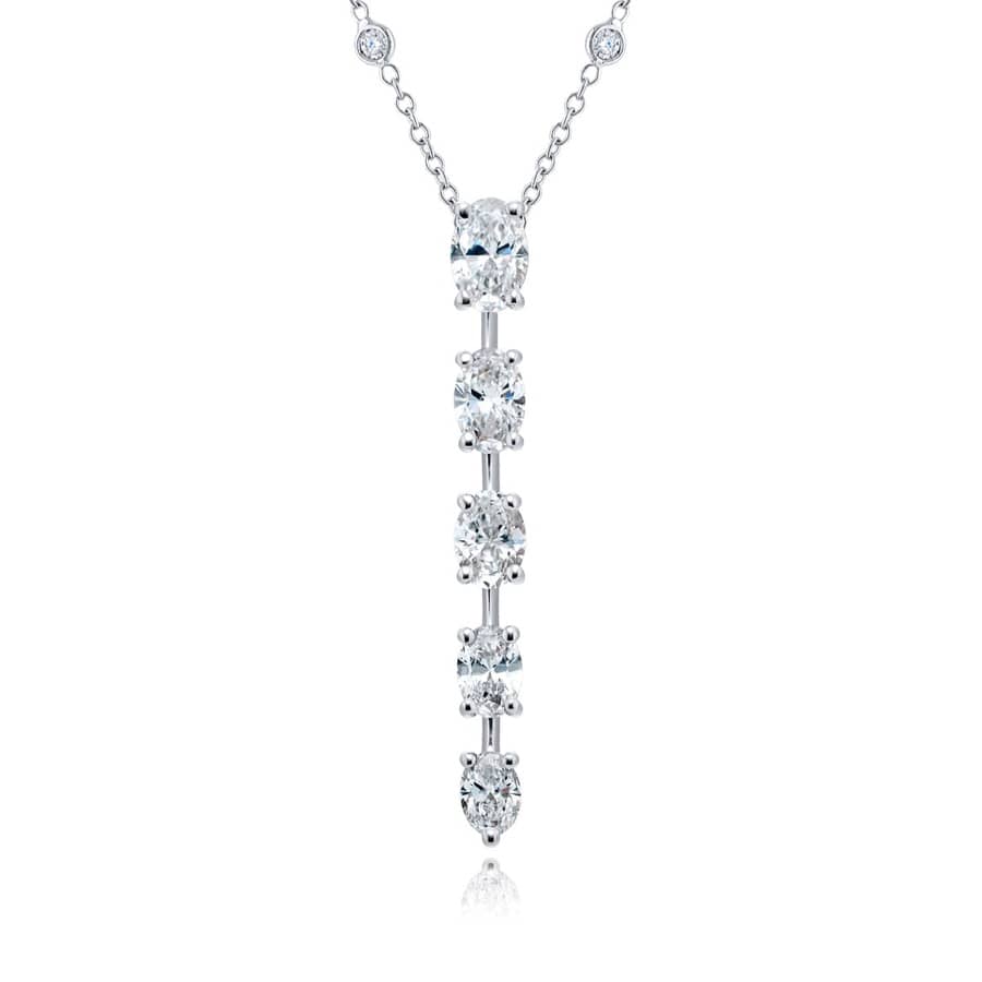 Platinum Oval Diamond Drop Pendant