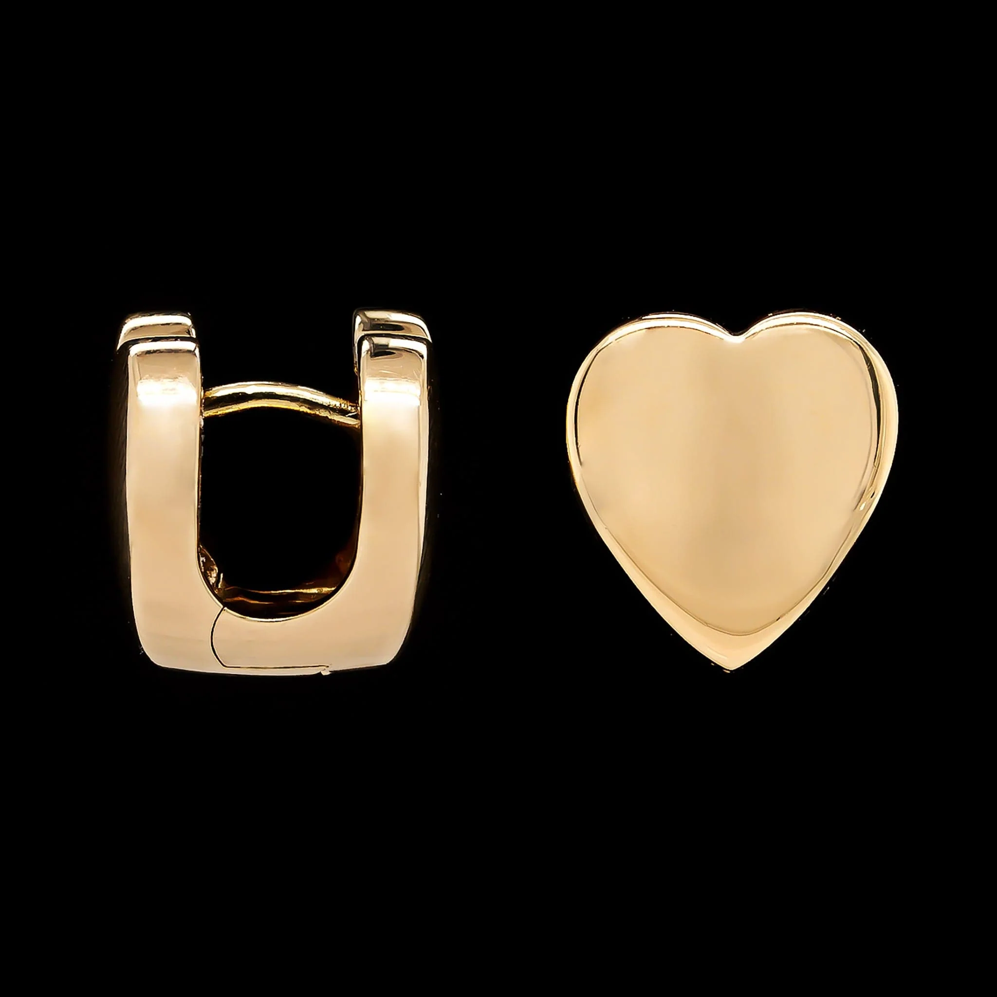F. Binder 18K Yellow Gold Estate Heart Huggie Earrings