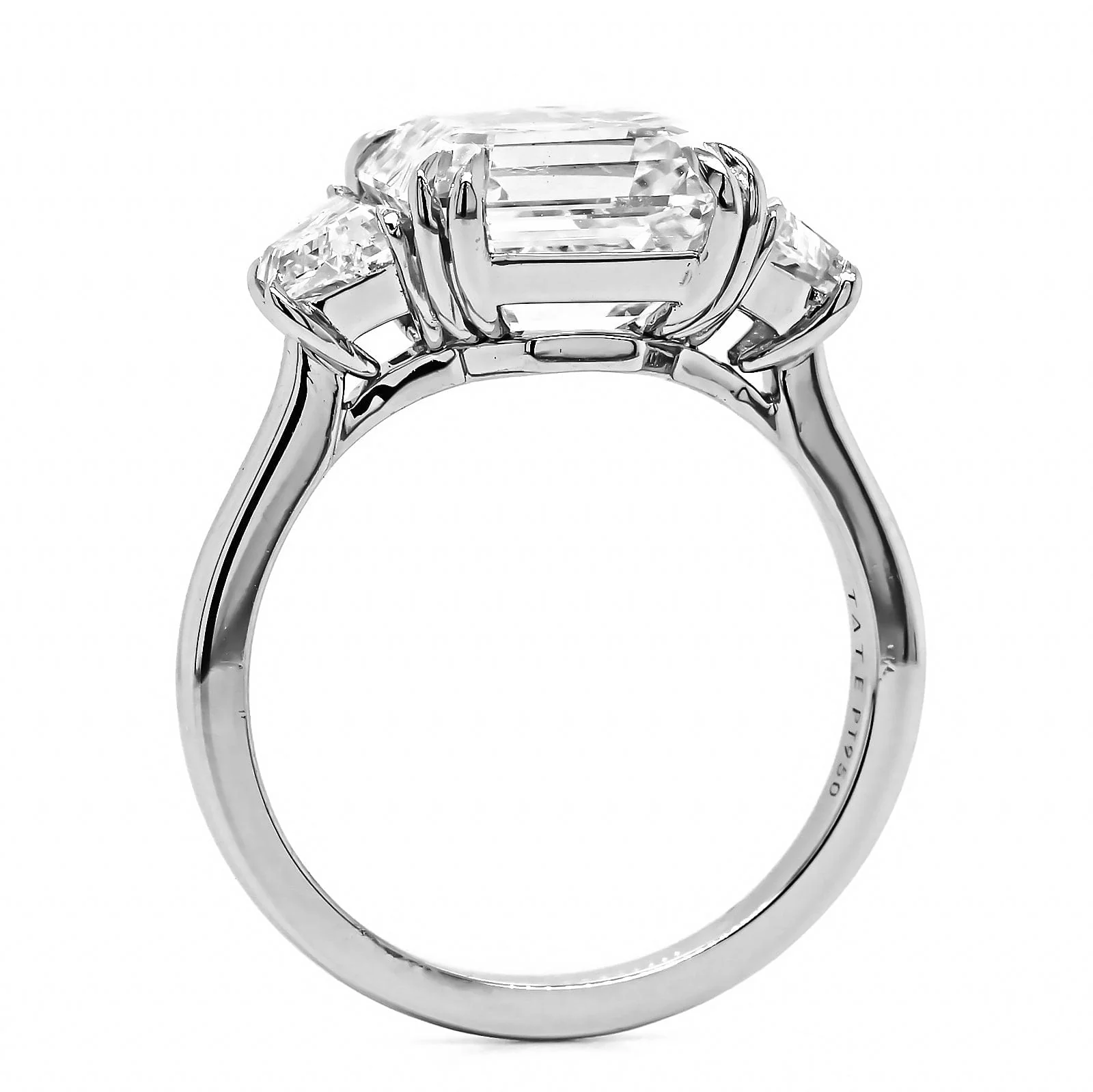 Platinum Asscher Cut Diamond 3 Stone Engagement Ring - Image 3