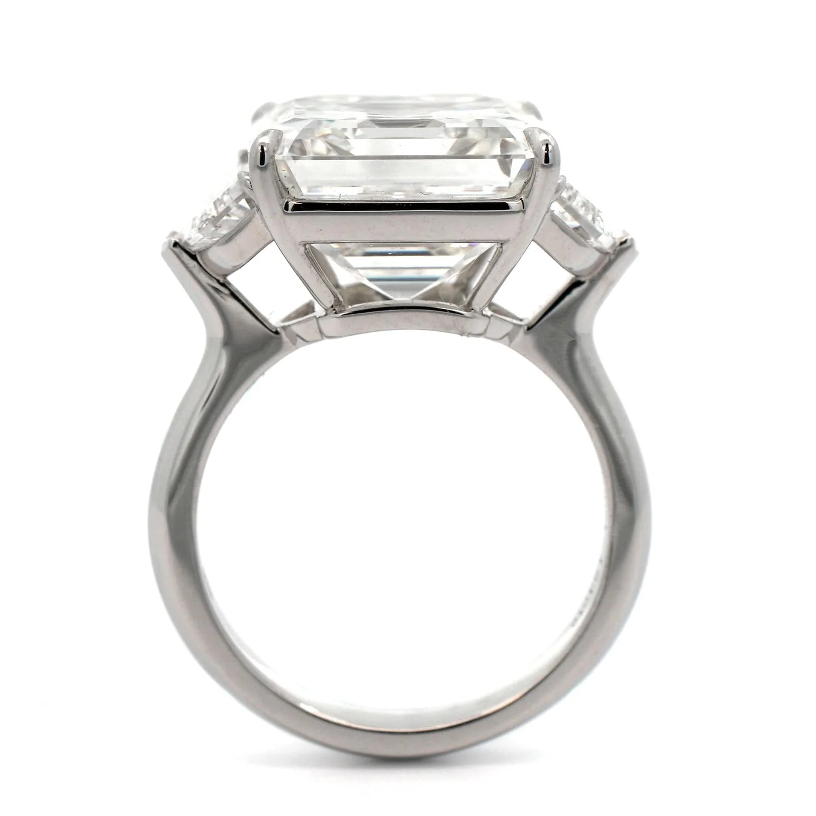 Platinum Asscher Cut Diamond 3 Stone Engagement Ring - Image 3