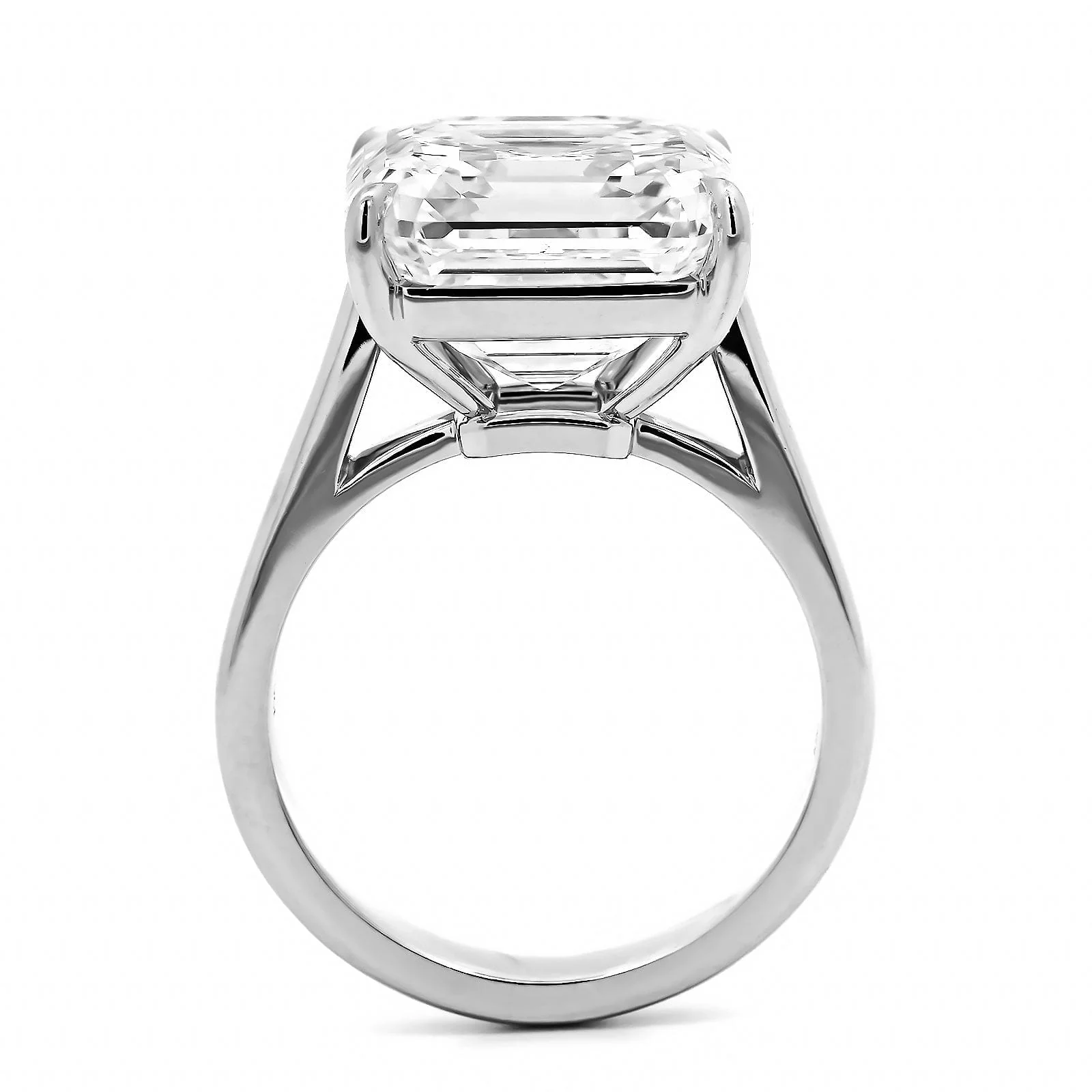 Platinum Cathedral Mounted Asscher Cut Diamond Engagement Ring - Image 3