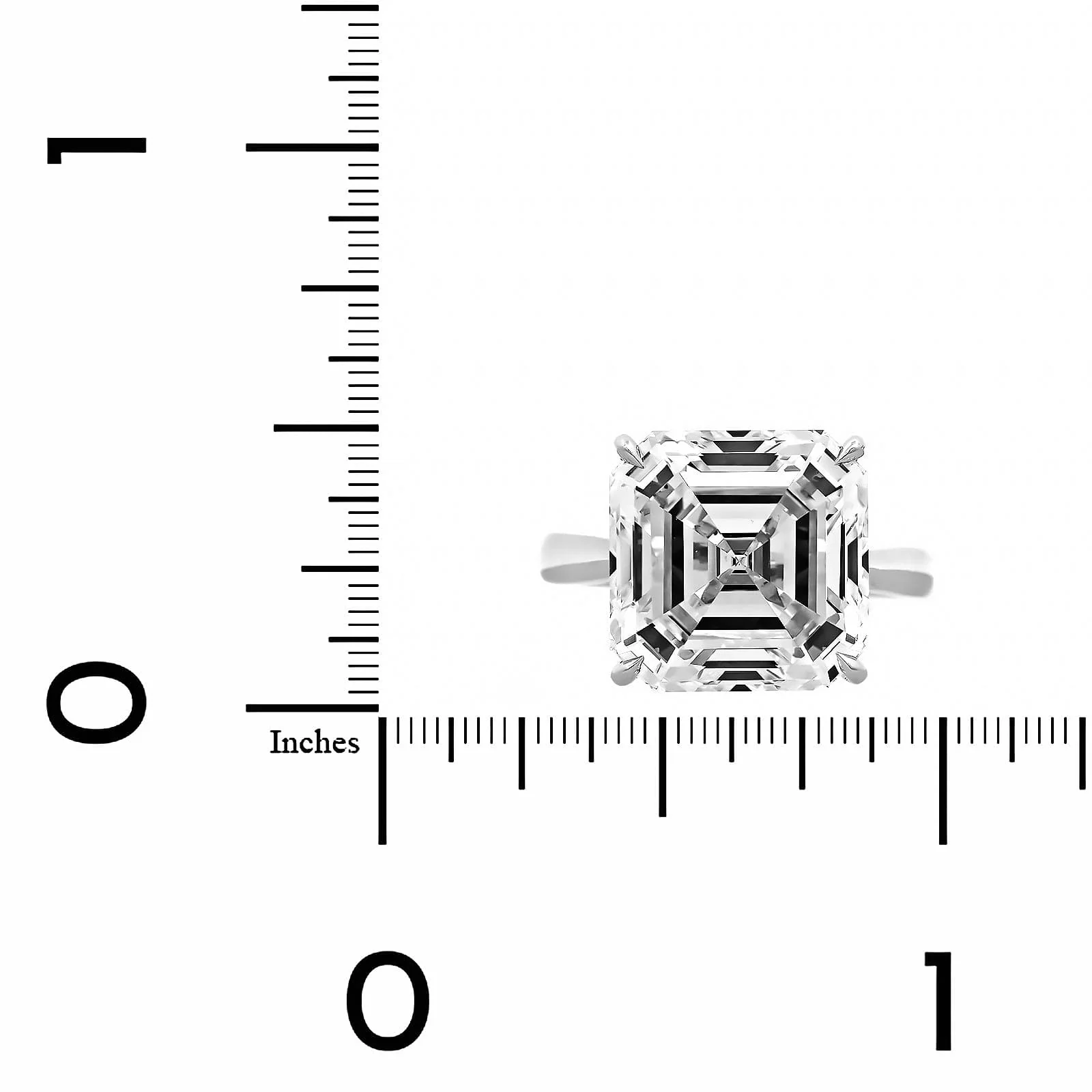 Platinum Cathedral Mounted Asscher Cut Diamond Engagement Ring - Image 4