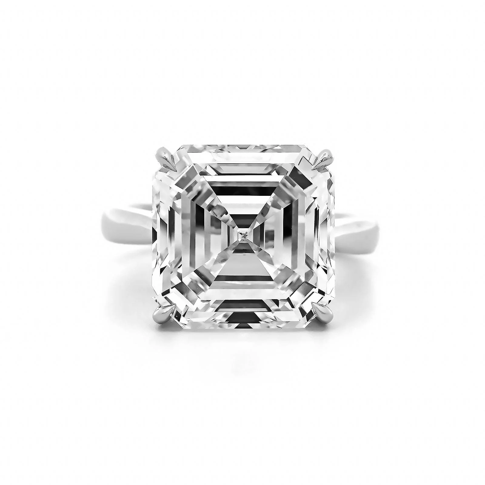 Platinum Cathedral Mounted Asscher Cut Diamond Engagement Ring - Image 5