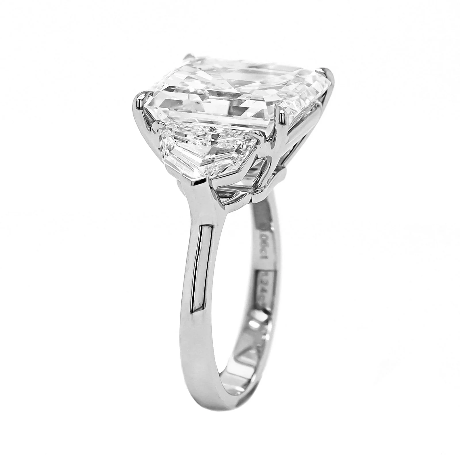 Platinum Asscher Cut Diamond 3 Stone Engagement Ring - Image 2