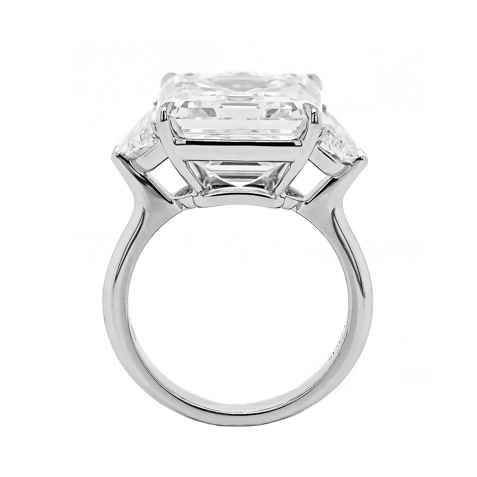 Platinum Asscher Cut Diamond 3 Stone Engagement Ring - Image 3