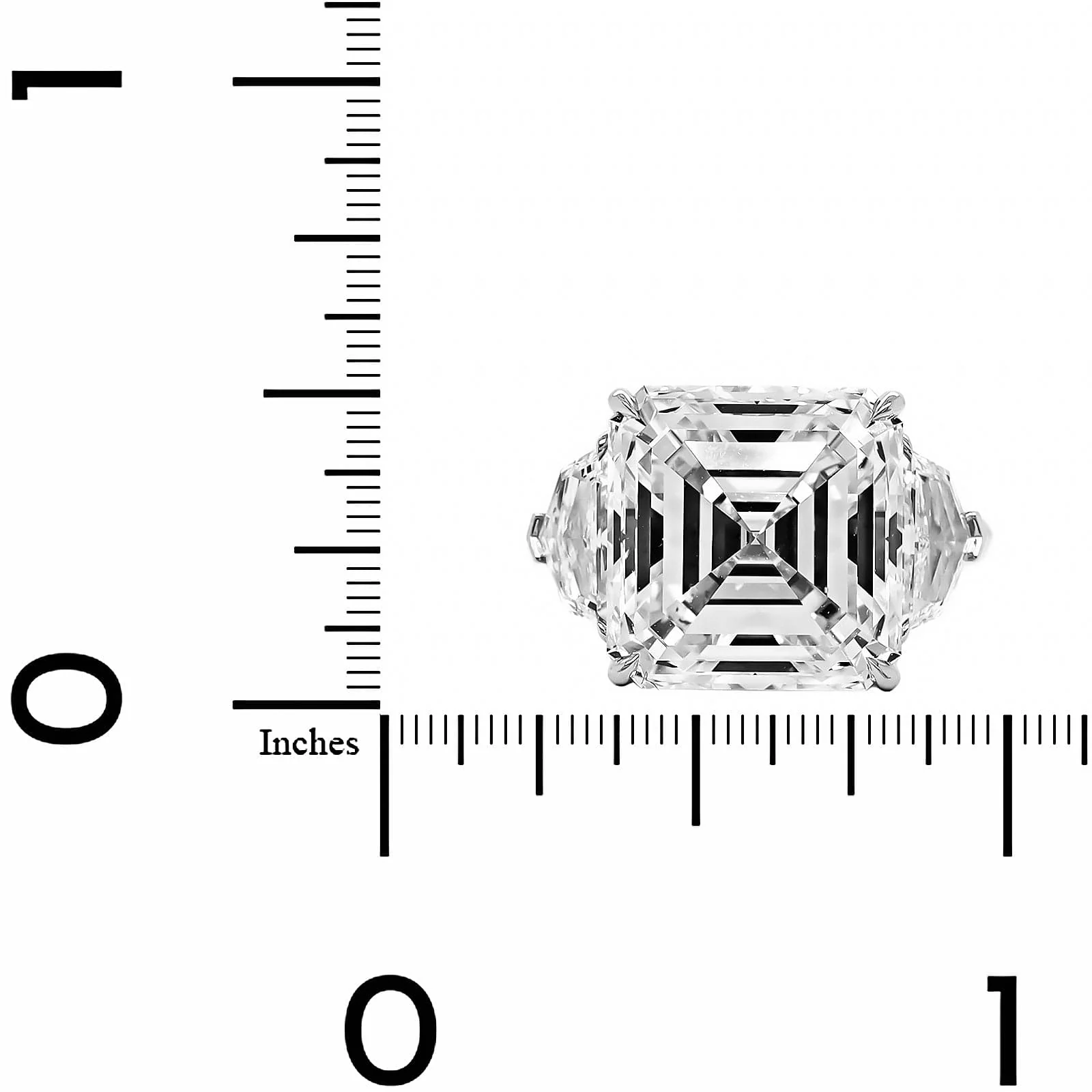 Platinum Asscher Cut Diamond 3 Stone Engagement Ring - Image 4
