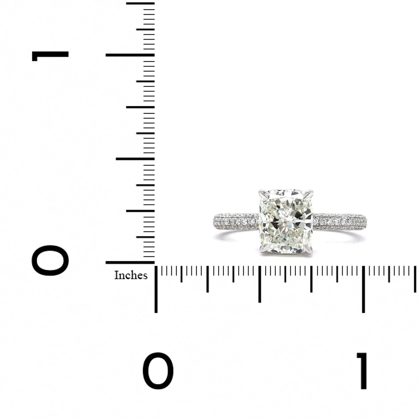 Platinum Cushion Cut Diamond with Hidden Halo Diamond Engagement Ring - Image 3
