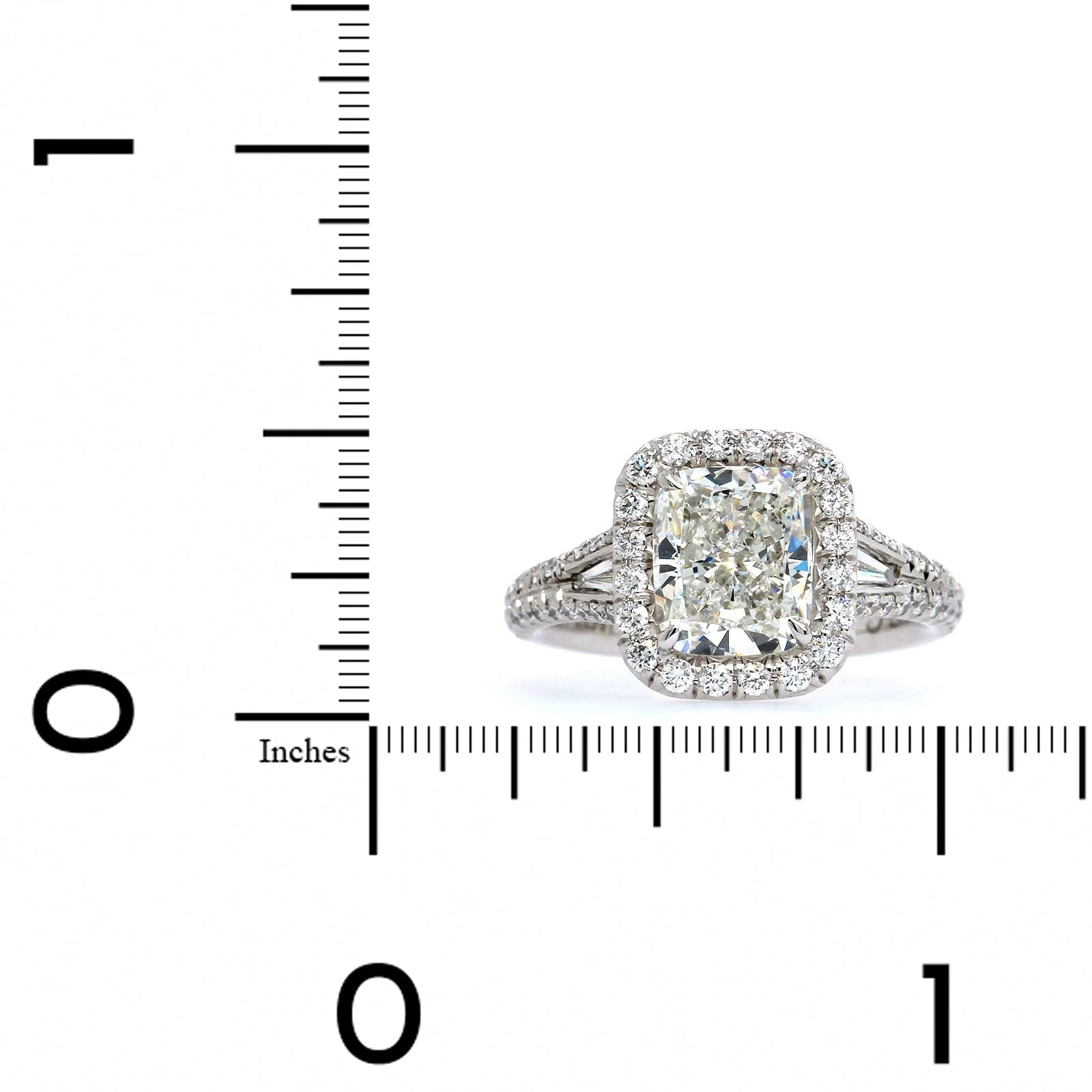 Platinum Cushion Cut Diamond with Diamond Halo Engagement Ring - Image 4