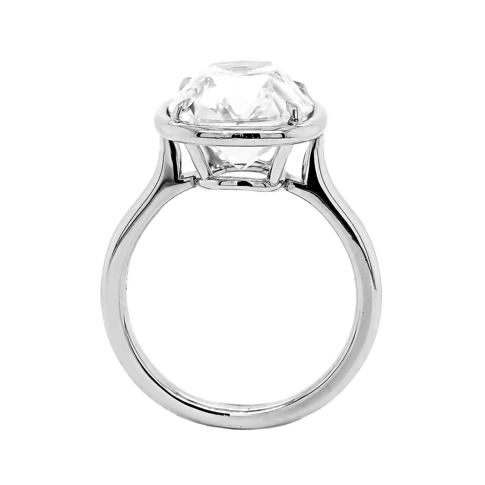 Platinum Bezel Set Cushion Cut Diamond Engagement Ring - Image 3