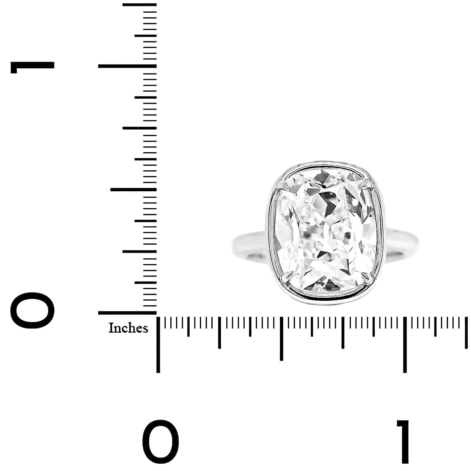 Platinum Bezel Set Cushion Cut Diamond Engagement Ring - Image 4