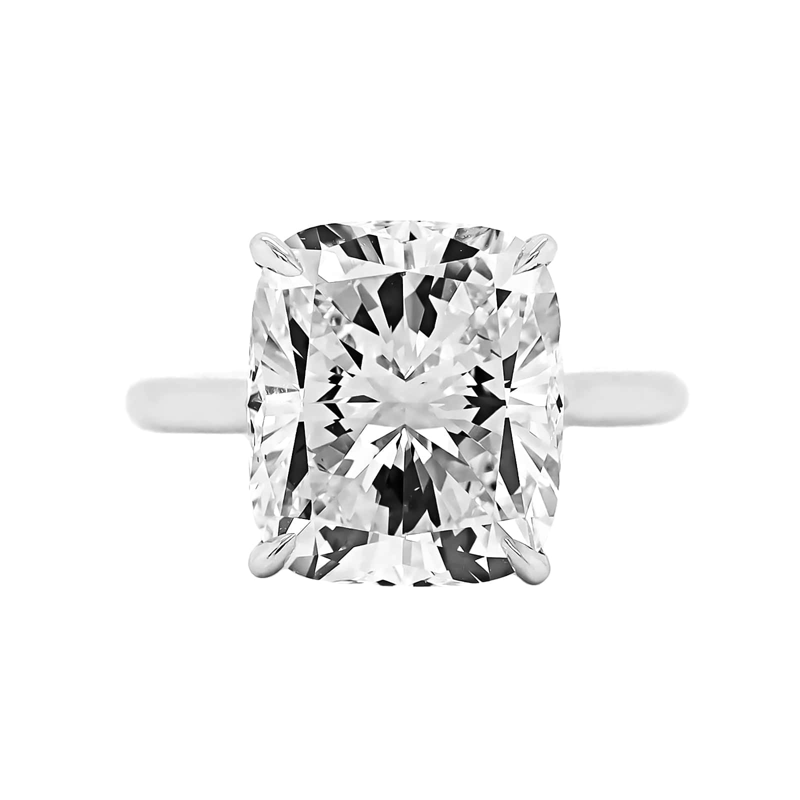 Platinum Cushion Cut Diamond Solitaire Engagement Ring