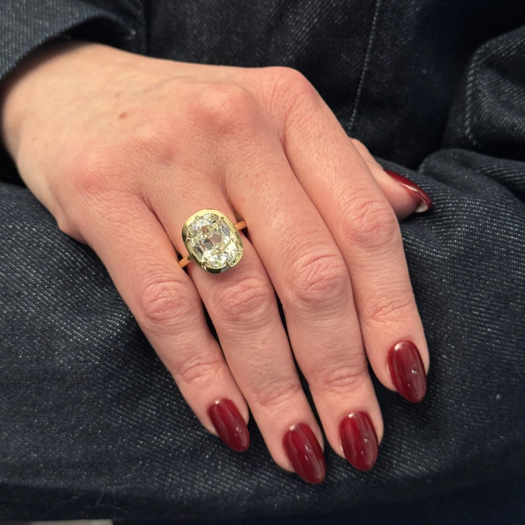18K Yellow Gold Old Mine Cut Diamond Ring - Image 6