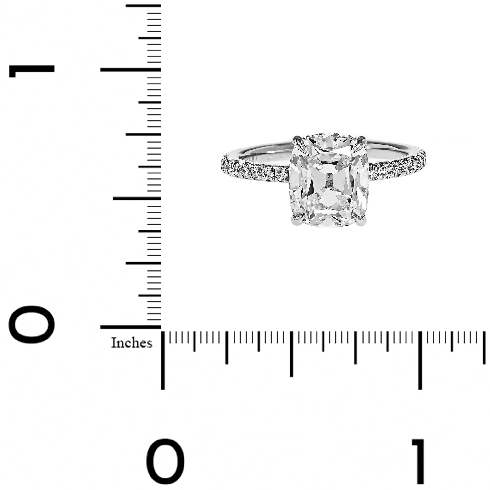 Platinum Cushion Cut Diamond and Hidden Halo Engagement Ring - Image 4