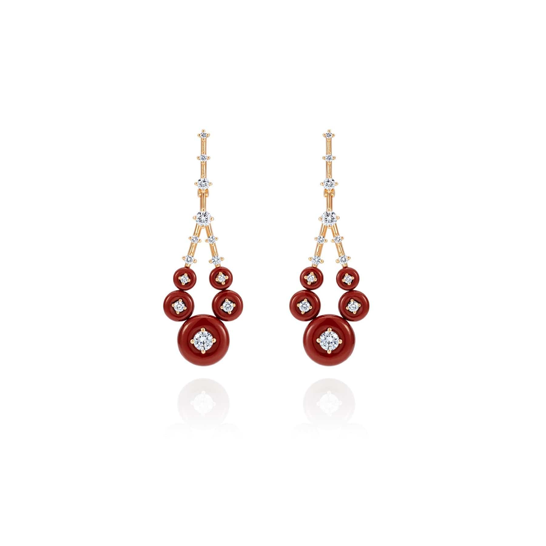 Fernando Jorge 18K Rose Gold Diamond and Jasper Gravity Drop Earrings