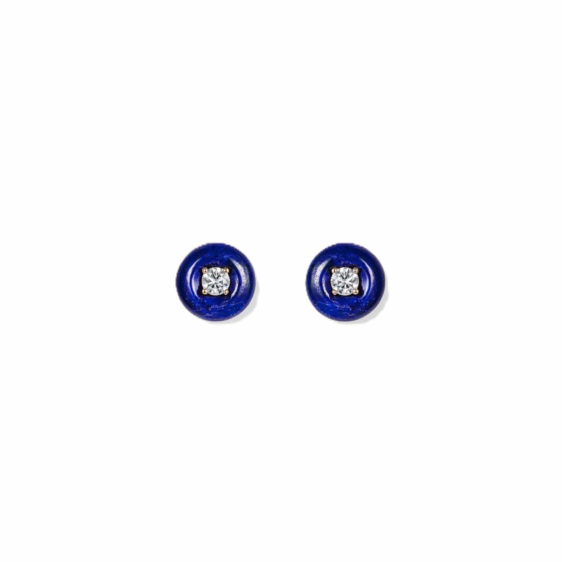 Fernando Jorge 18K Rose Gold Lapis and Diamond Large Orbit Earrings