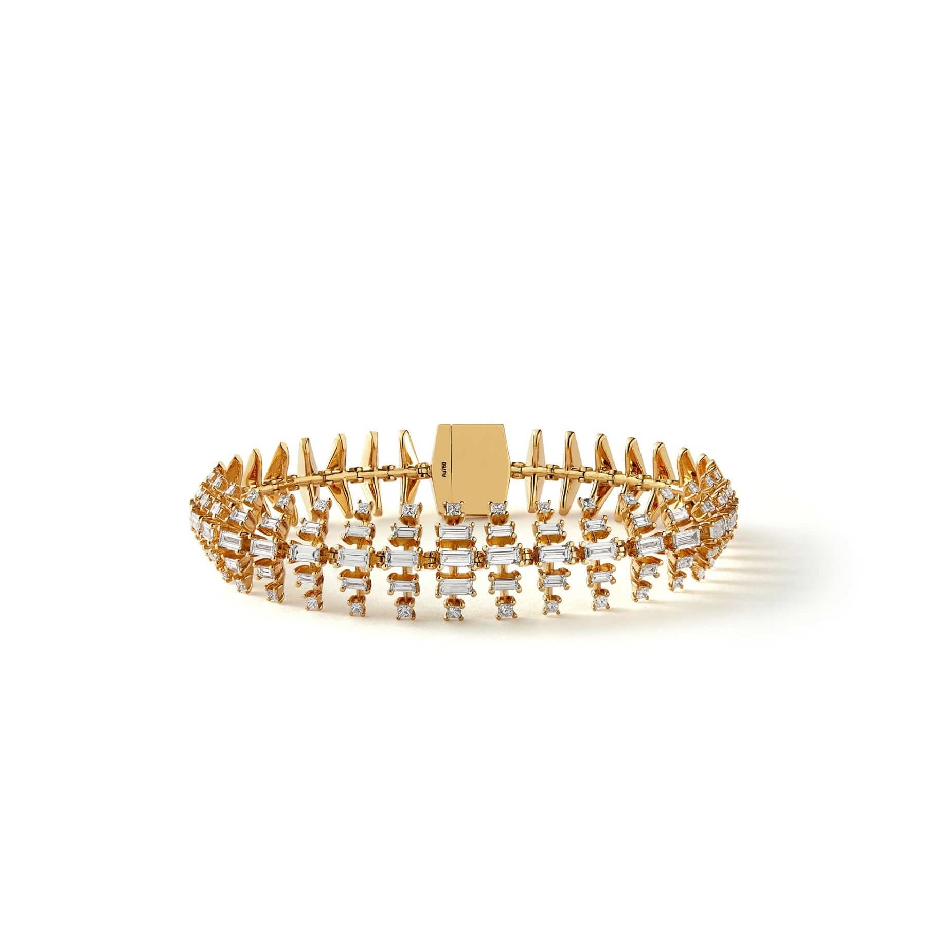 Fernando Jorge 18K Yellow Gold Baguette Diamond Vertex Bracelet