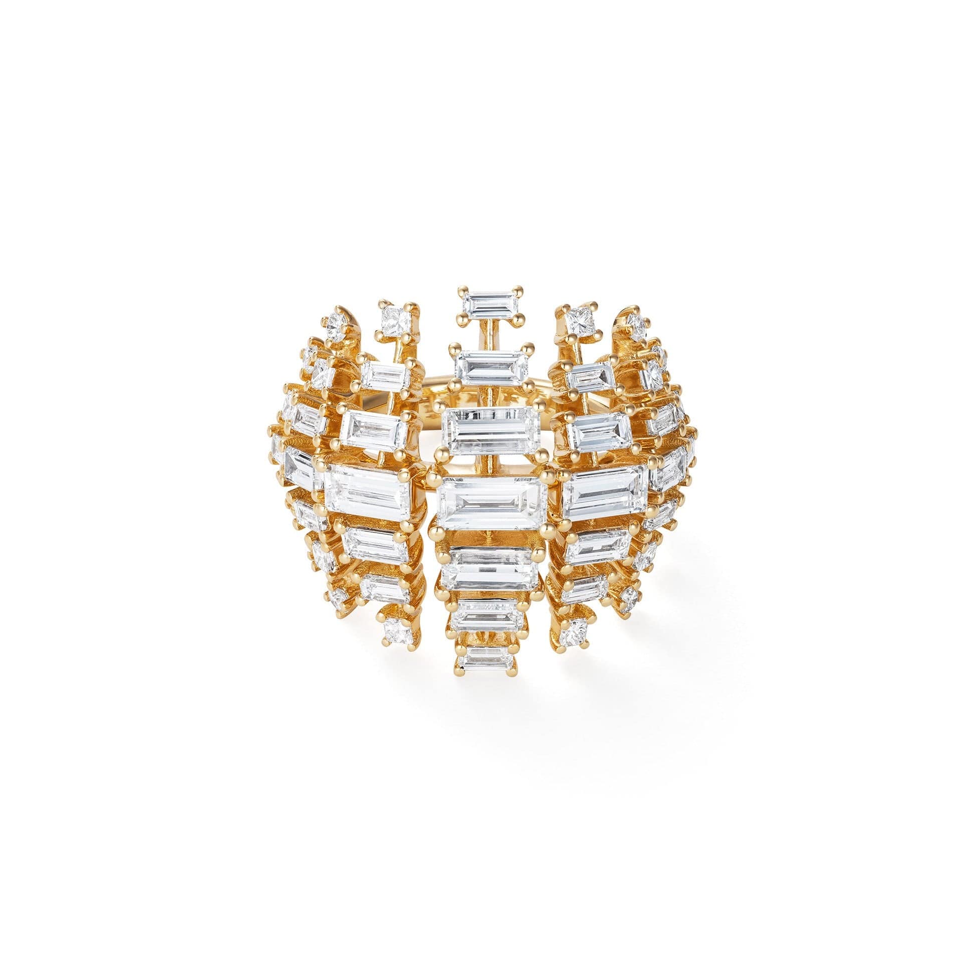 Fernando Jorge 18K Yellow Gold Baguette Diamond Vertex Ring