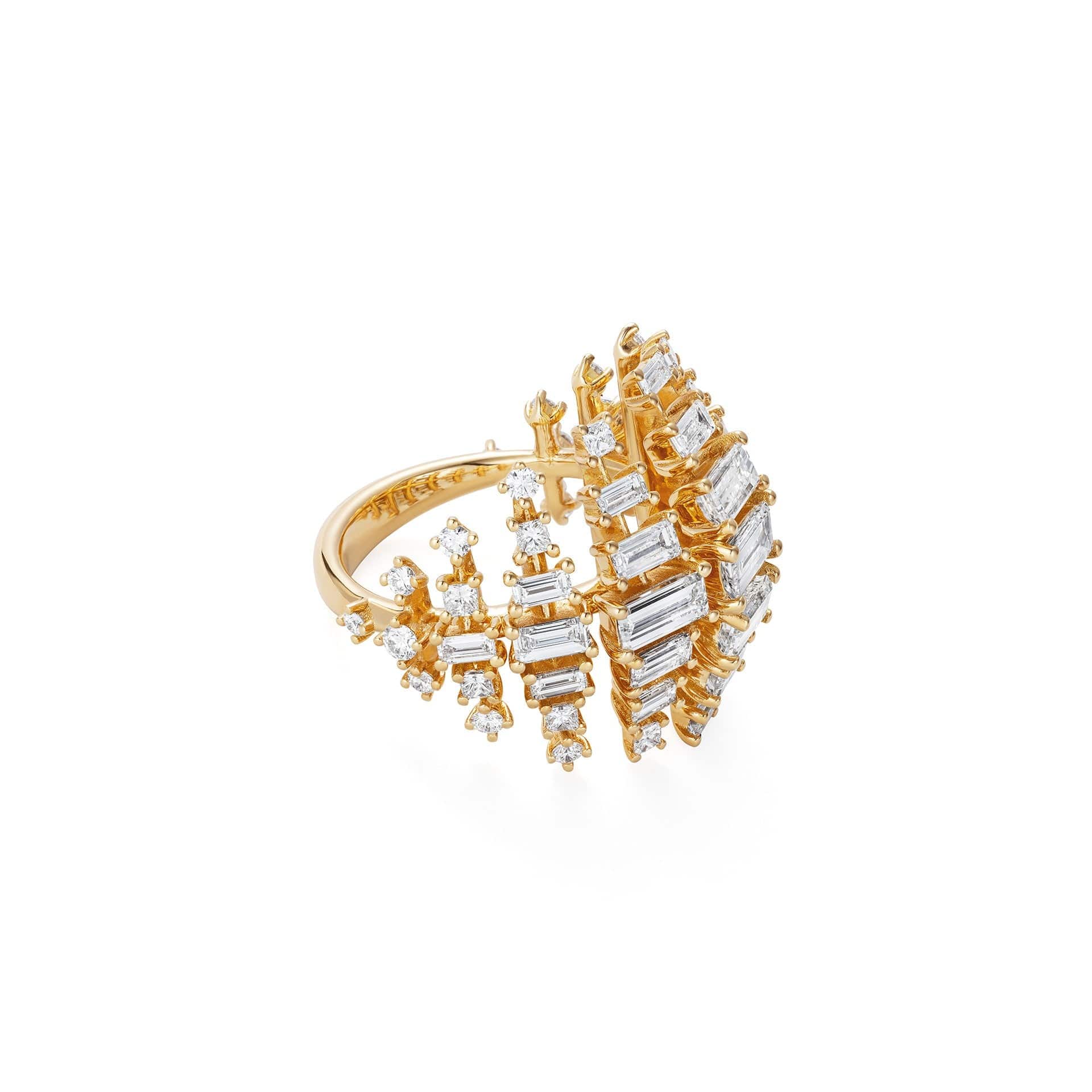 Fernando Jorge 18K Yellow Gold Baguette Diamond Vertex Ring - Image 2
