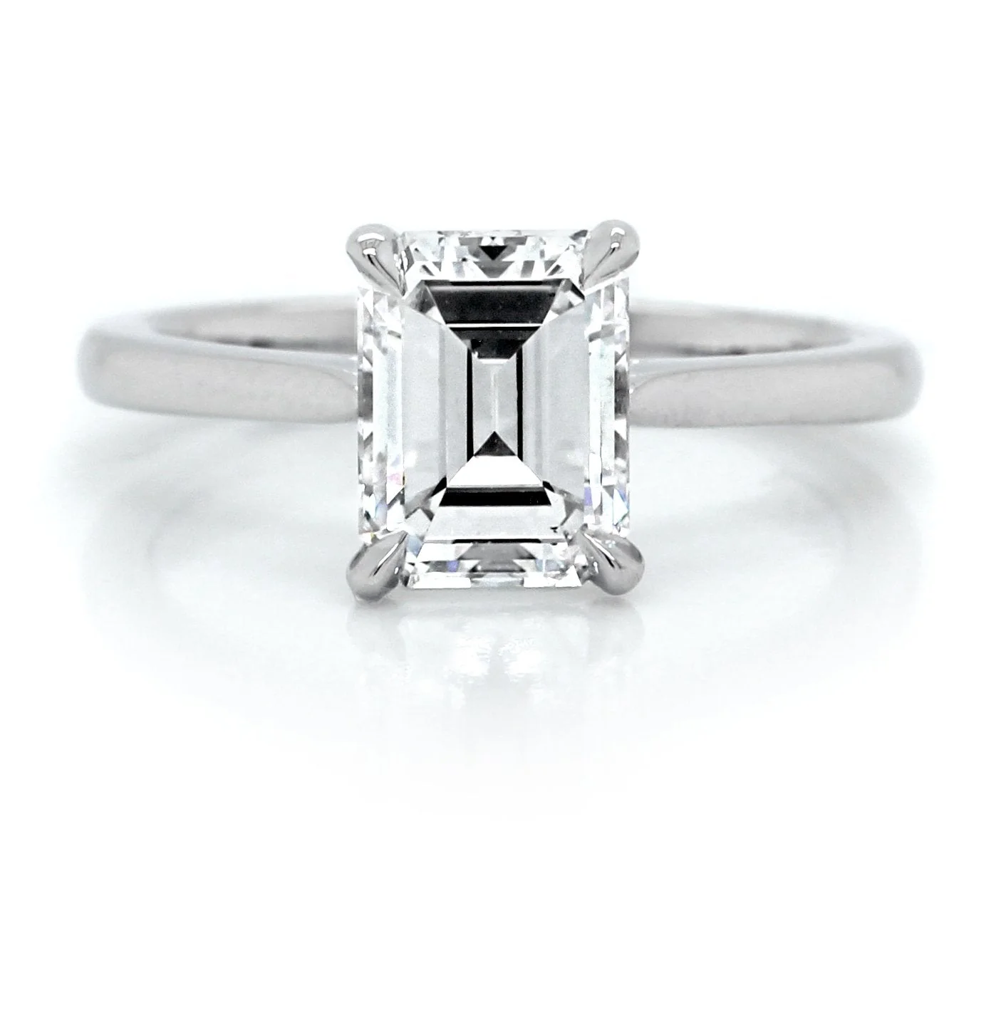 Platinum Emerald Cut Engagement Ring