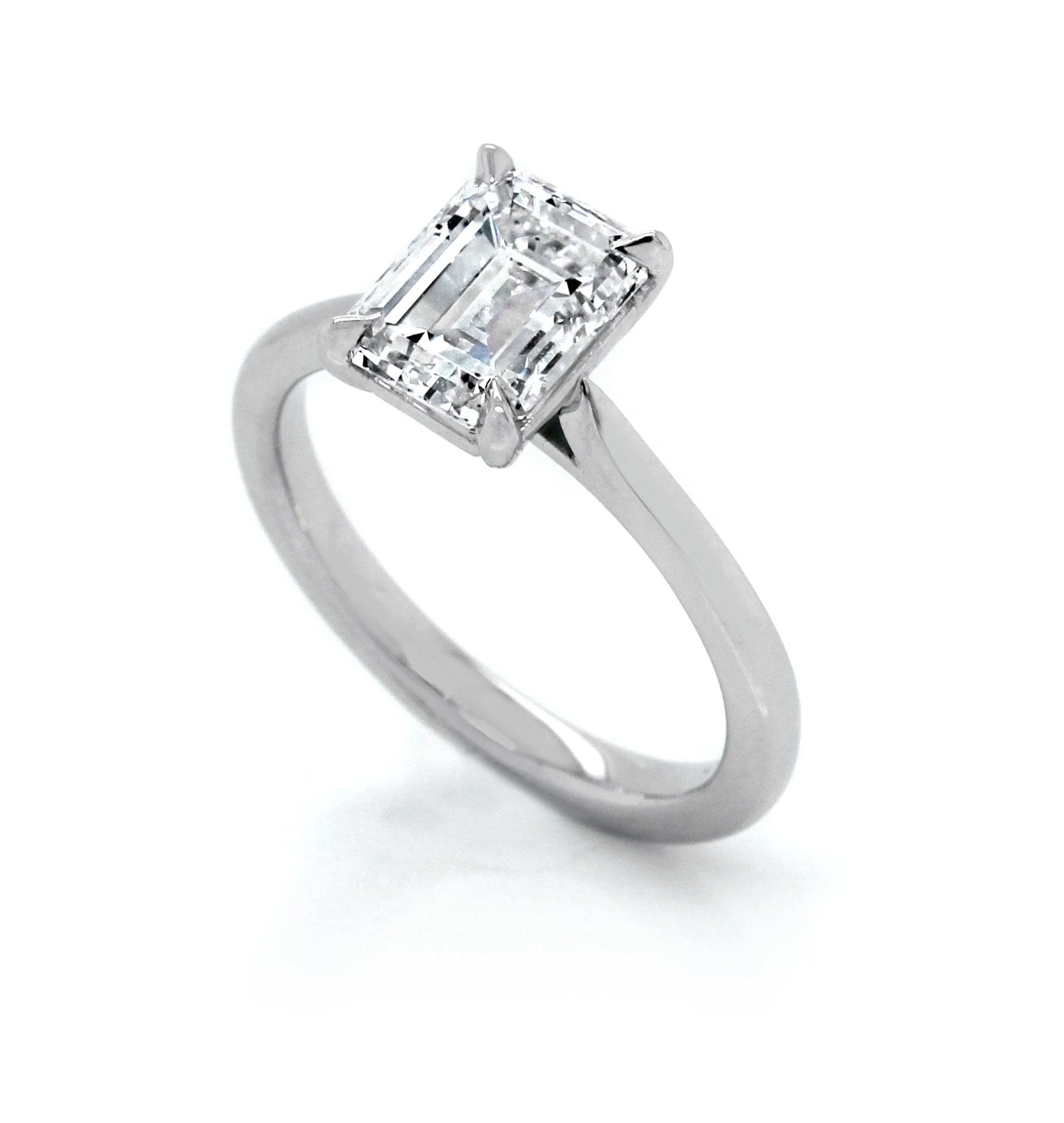 Platinum Emerald Cut Engagement Ring - Image 2