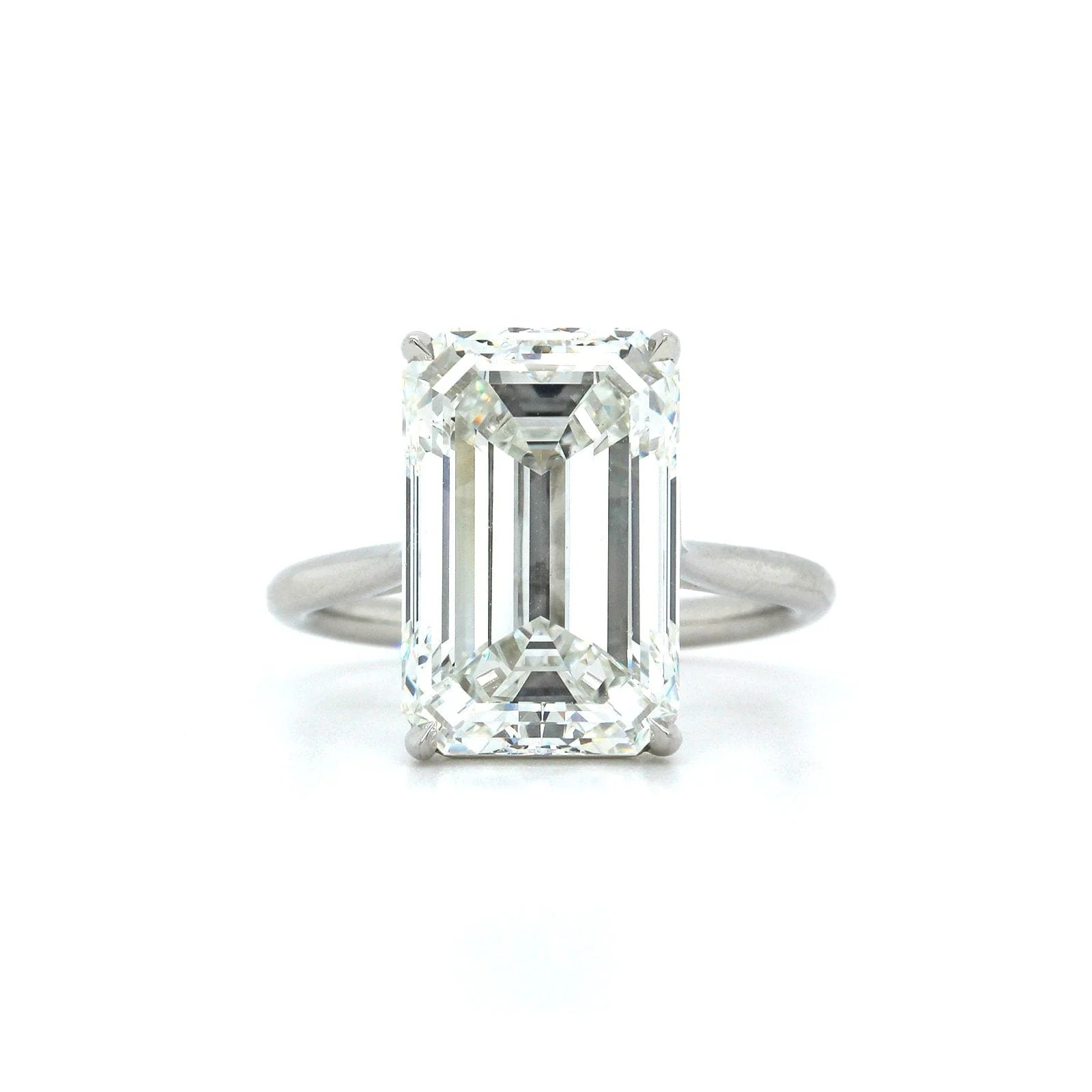 Platinum Solitaire Emerald Cut Diamond Engagement Ring