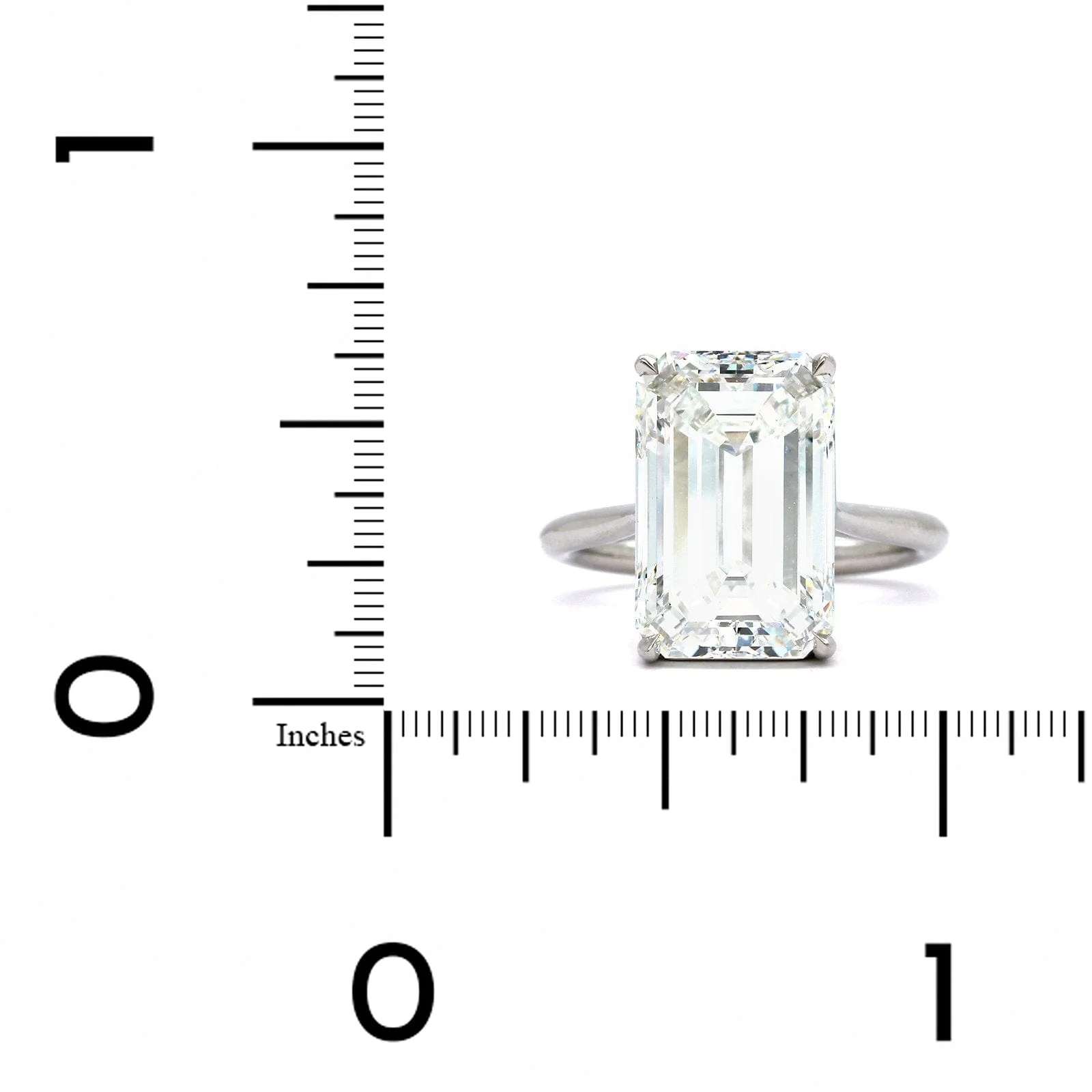 Platinum Solitaire Emerald Cut Diamond Engagement Ring - Image 3